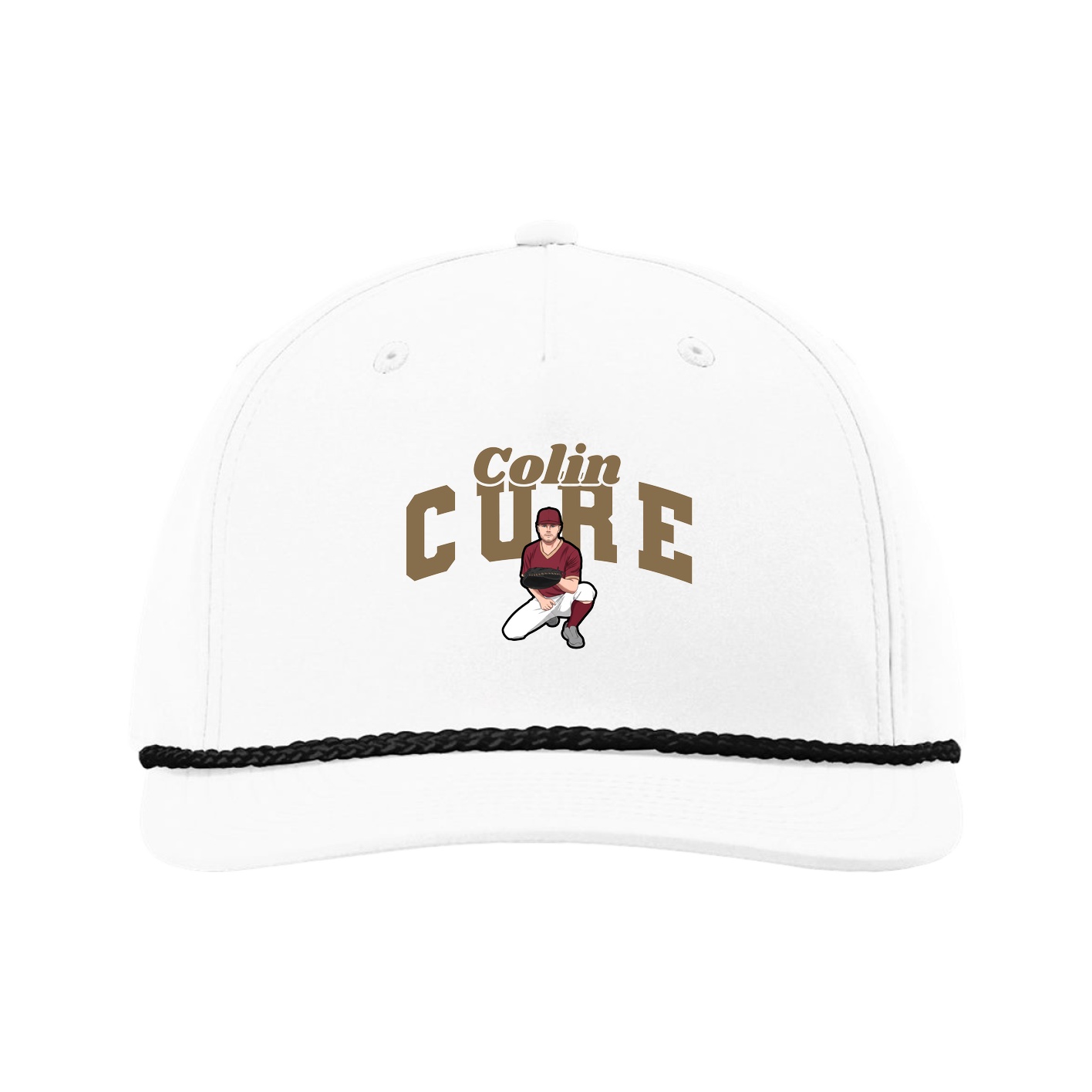 Five-Panel Classic Rope Cap — Signature Arch in White