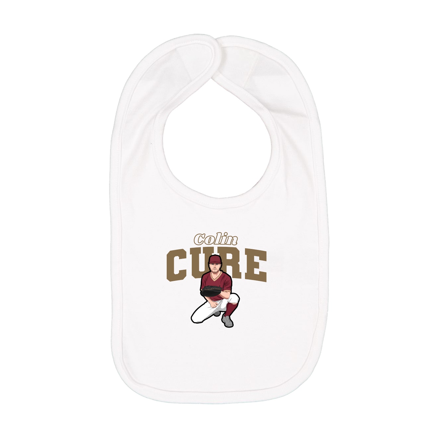 Infant Bib — Name Arch in White