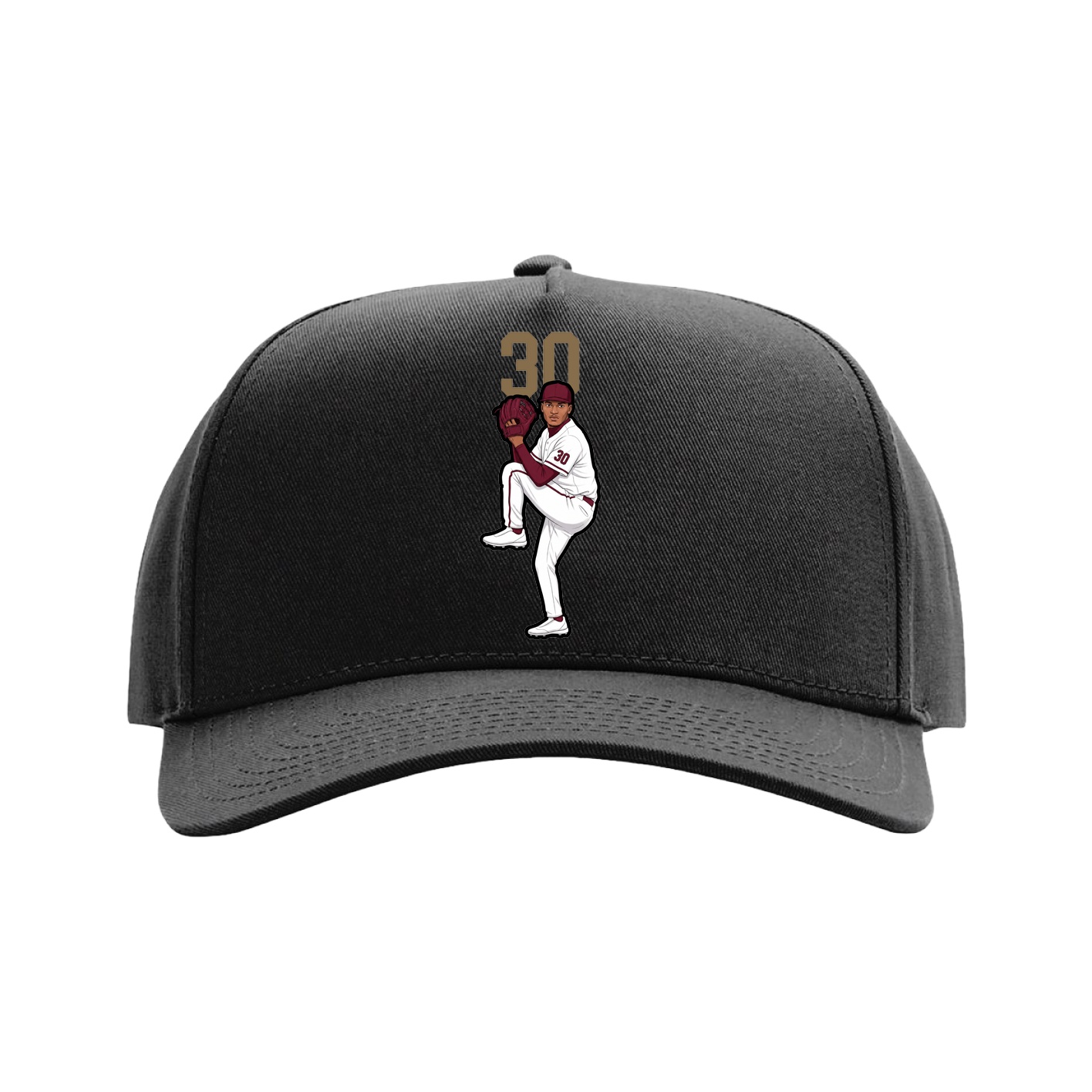Full Fabric Five-Panel Champ Cap — Number Top in Black