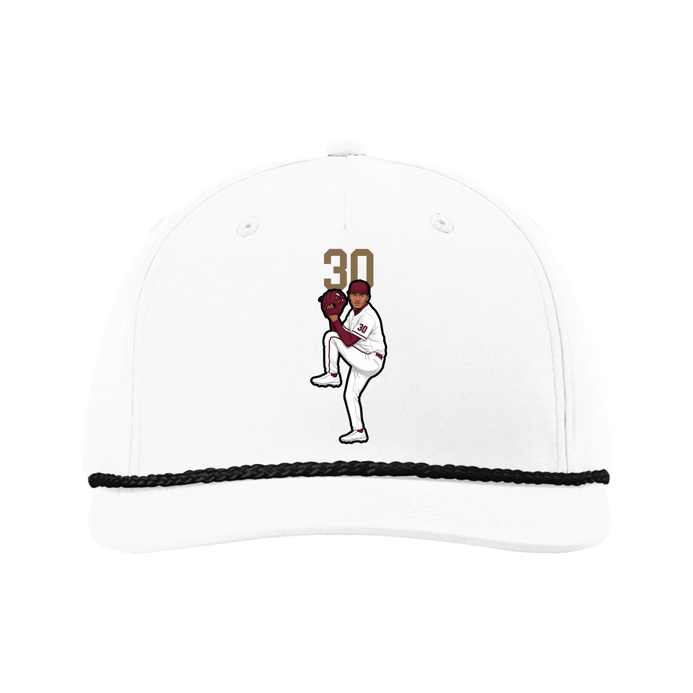Five-Panel Classic Rope Cap — Number Top in White