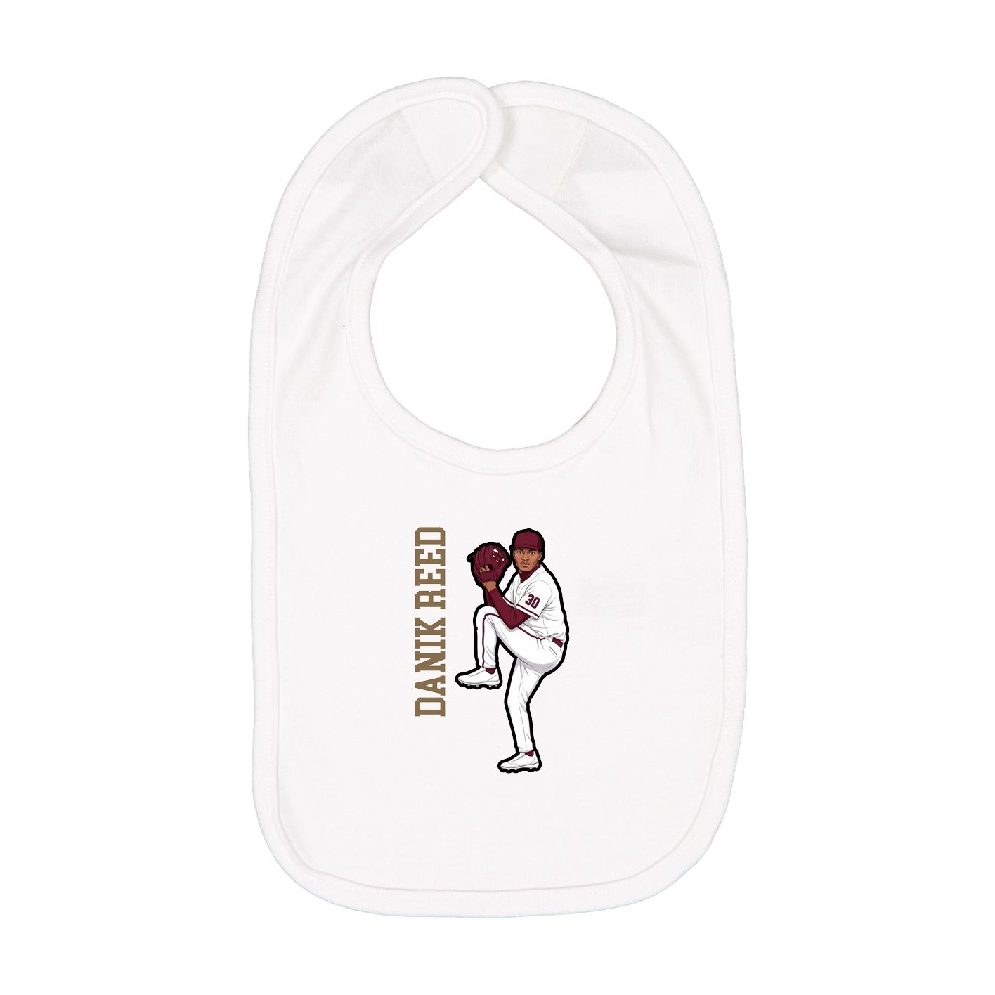 Infant Bib — Name Vertical in White