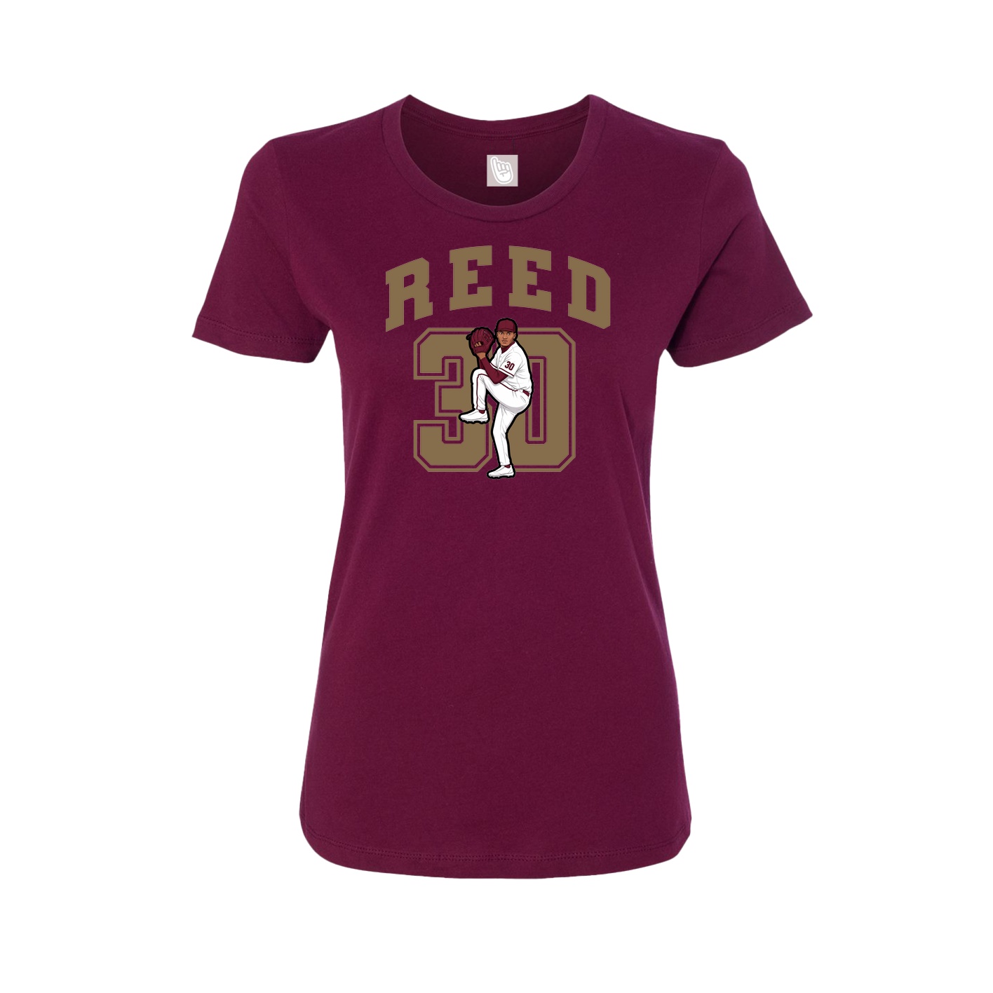 Fitted Women's Tee — Number in Maroon