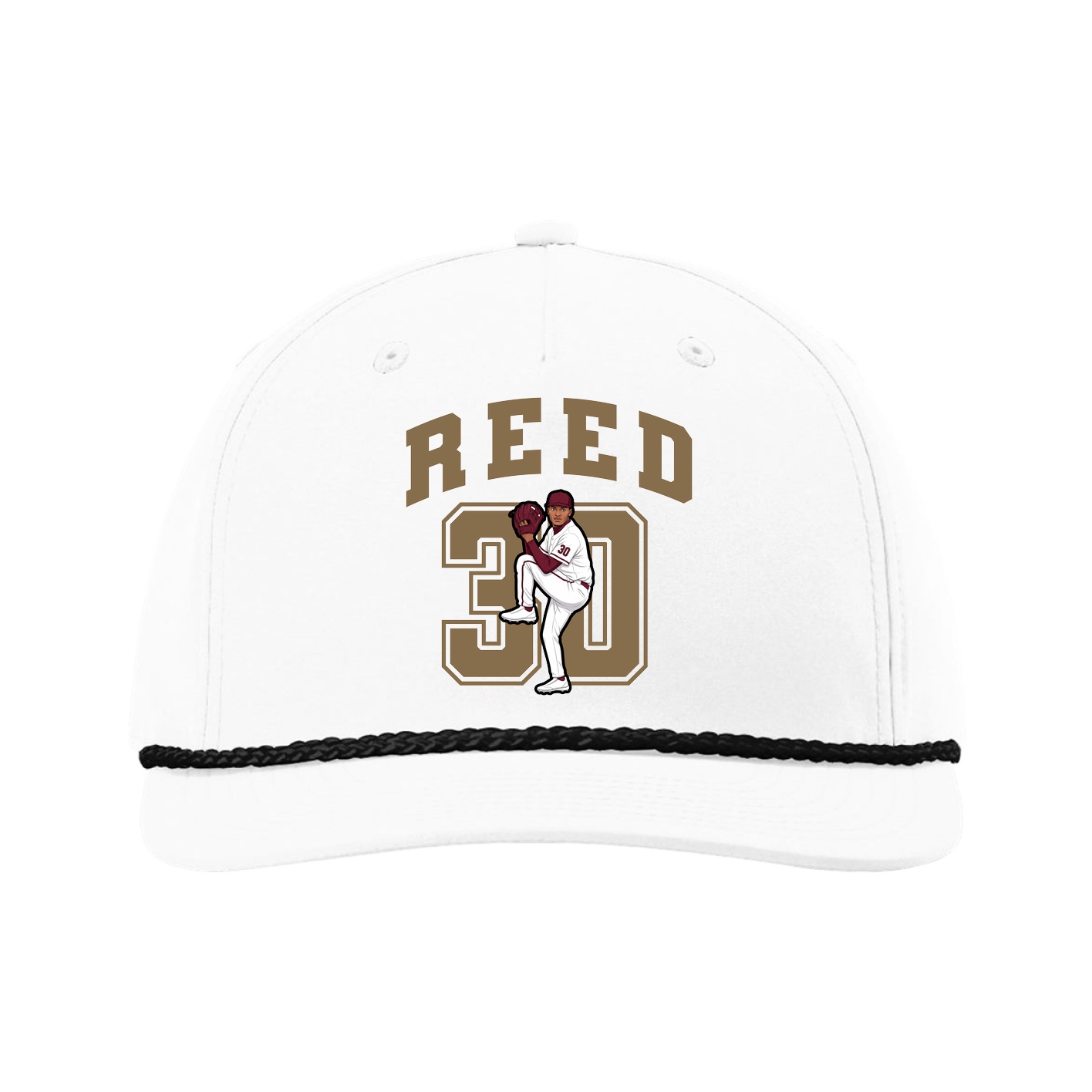 Five-Panel Classic Rope Cap — Number in White