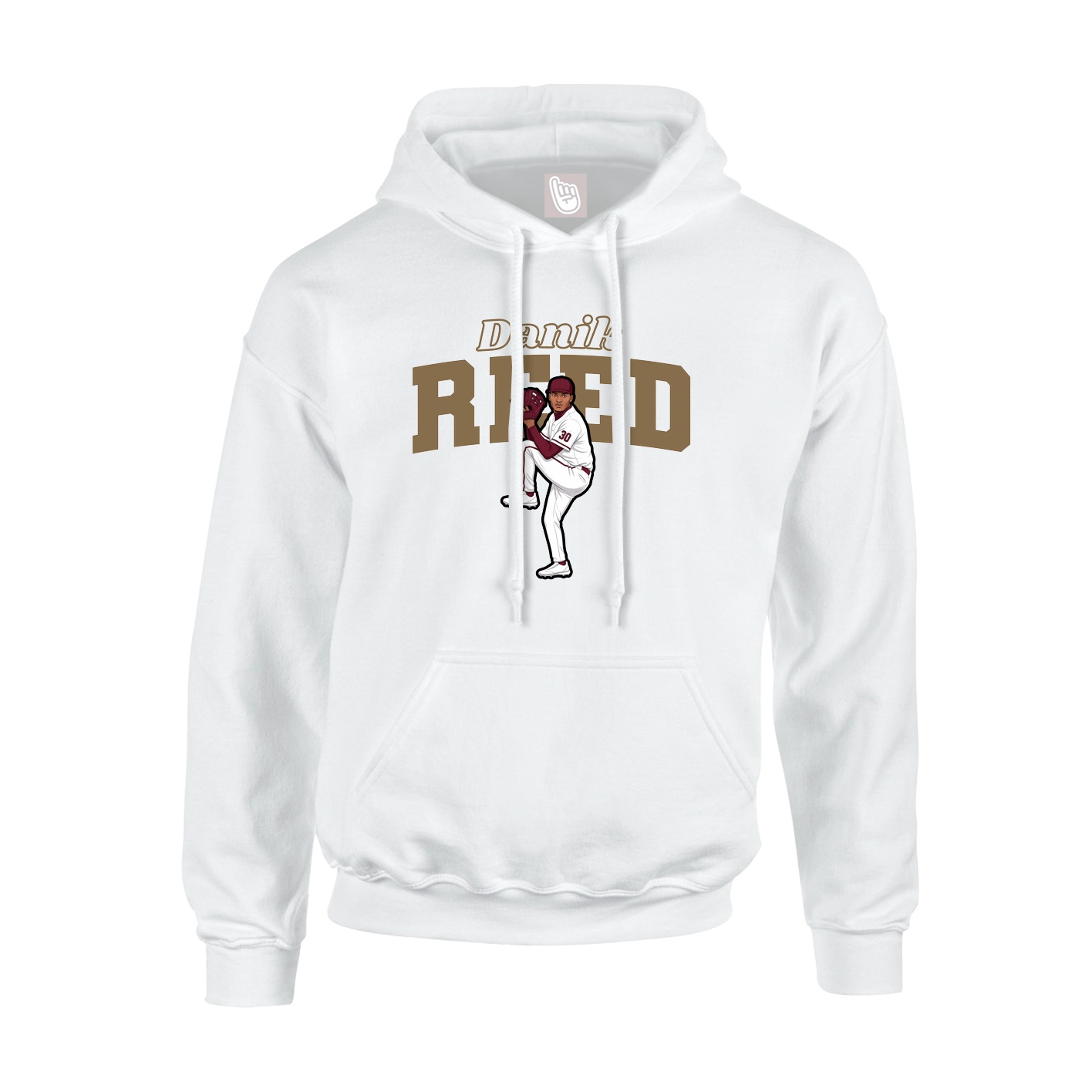 Youth Hoodie — Name Arch in White