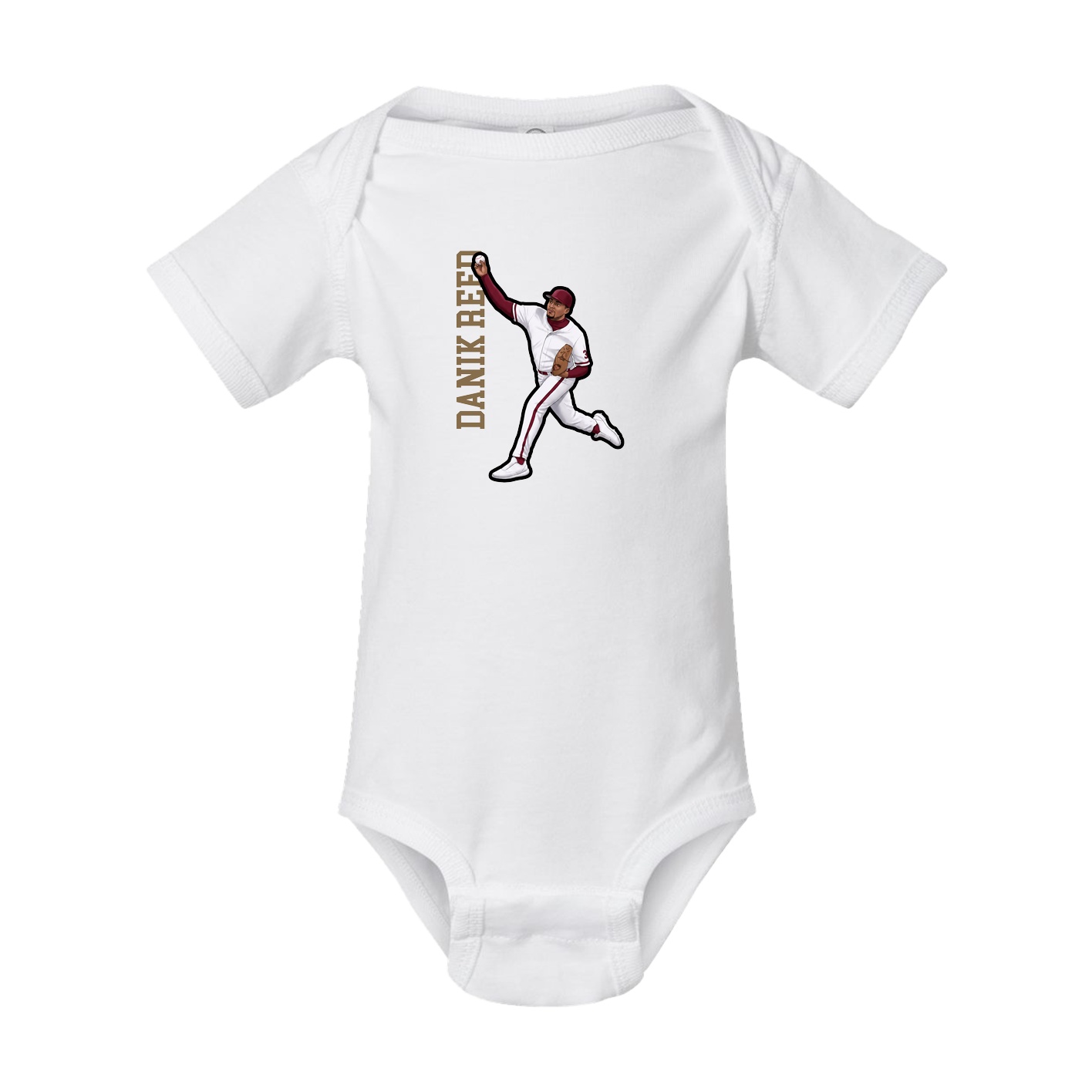Baby Onesie — Name Vertical in White