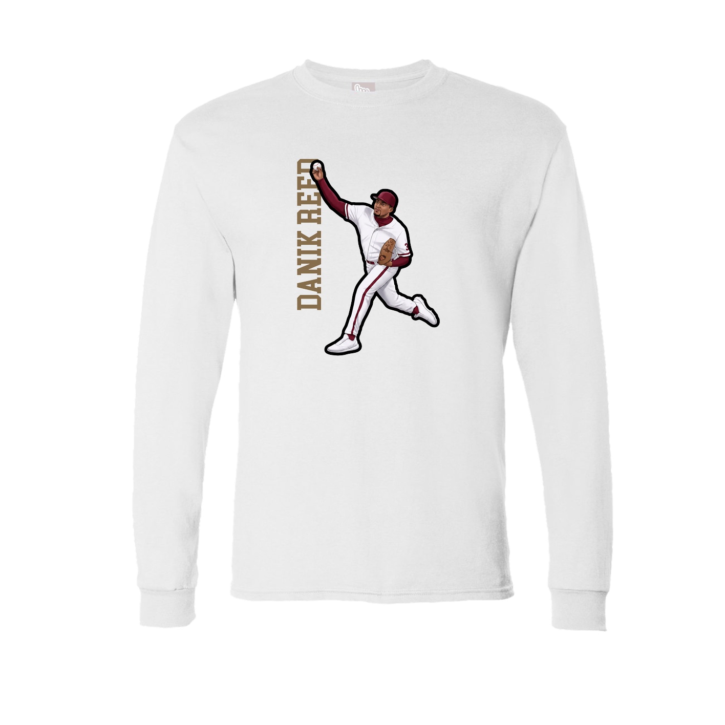 Long Sleeve Tee — Name Vertical in White