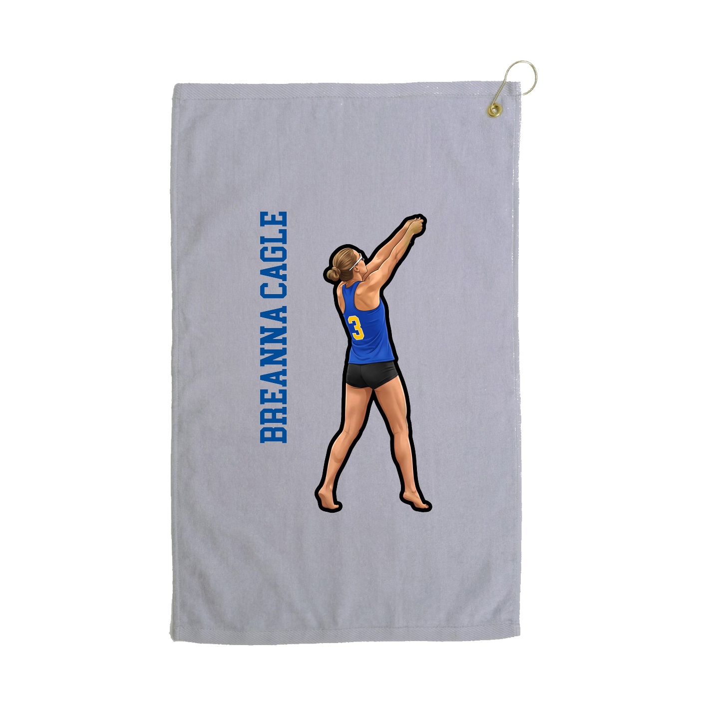 Golf Towel — Name Vertical in Grey