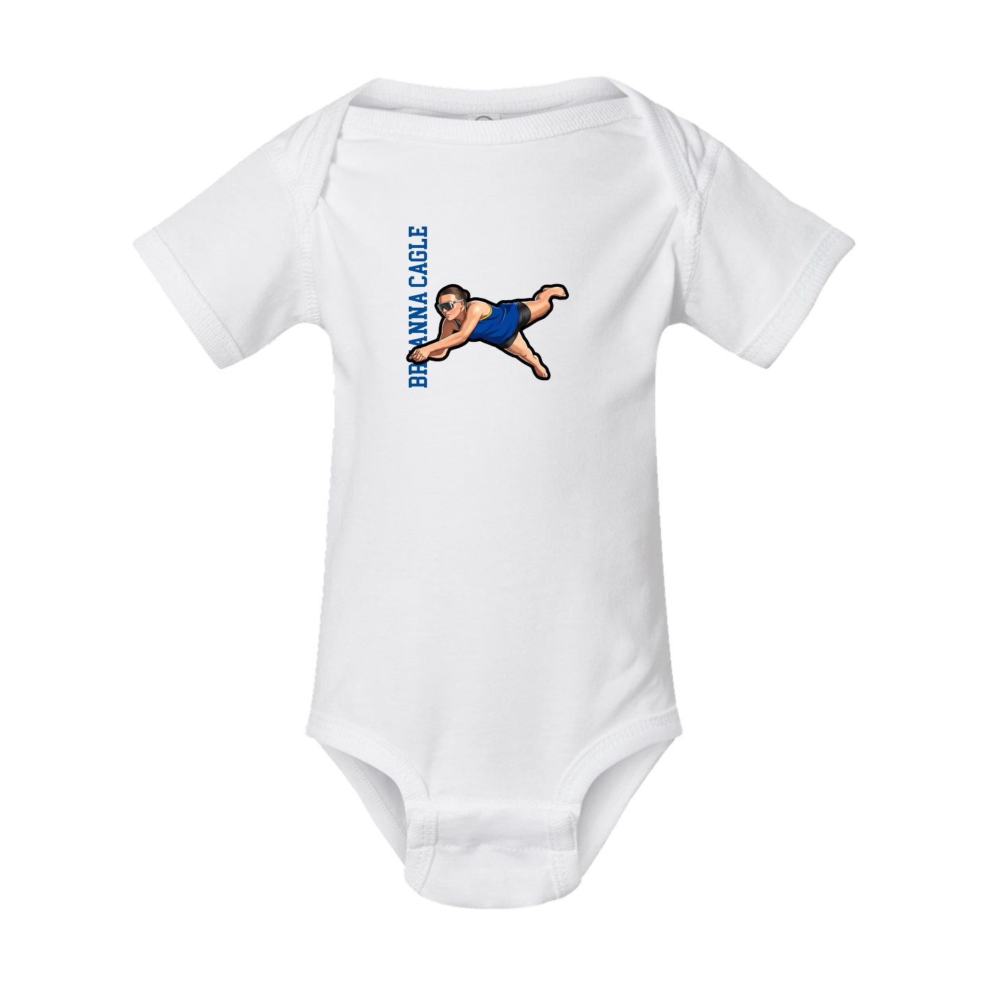 Baby Onesie — Name Vertical in White