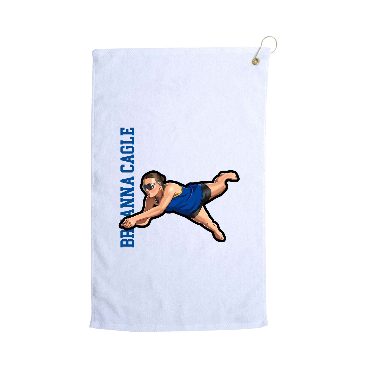 Golf Towel — Name Vertical in White