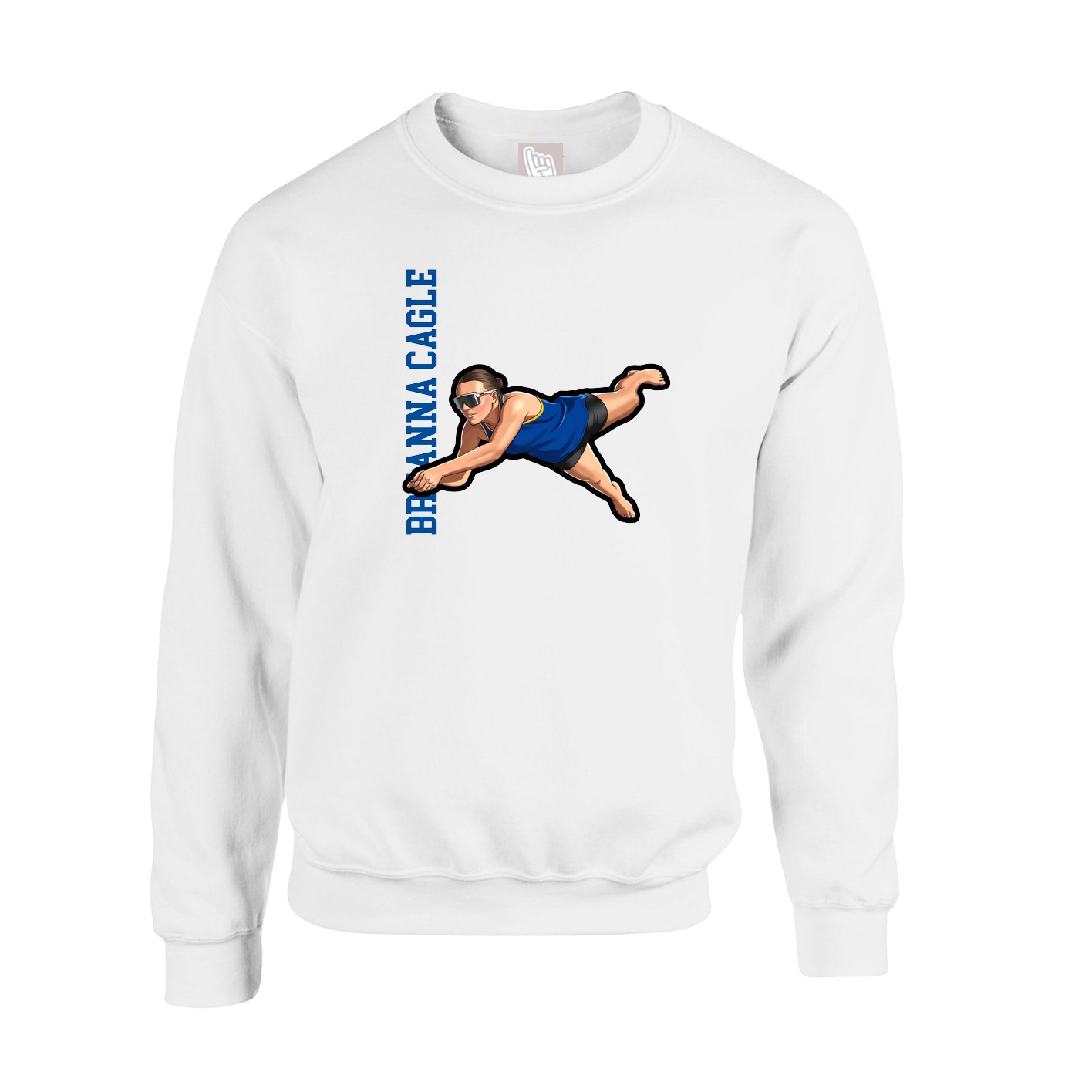 Fleece Crew — Name Vertical in White