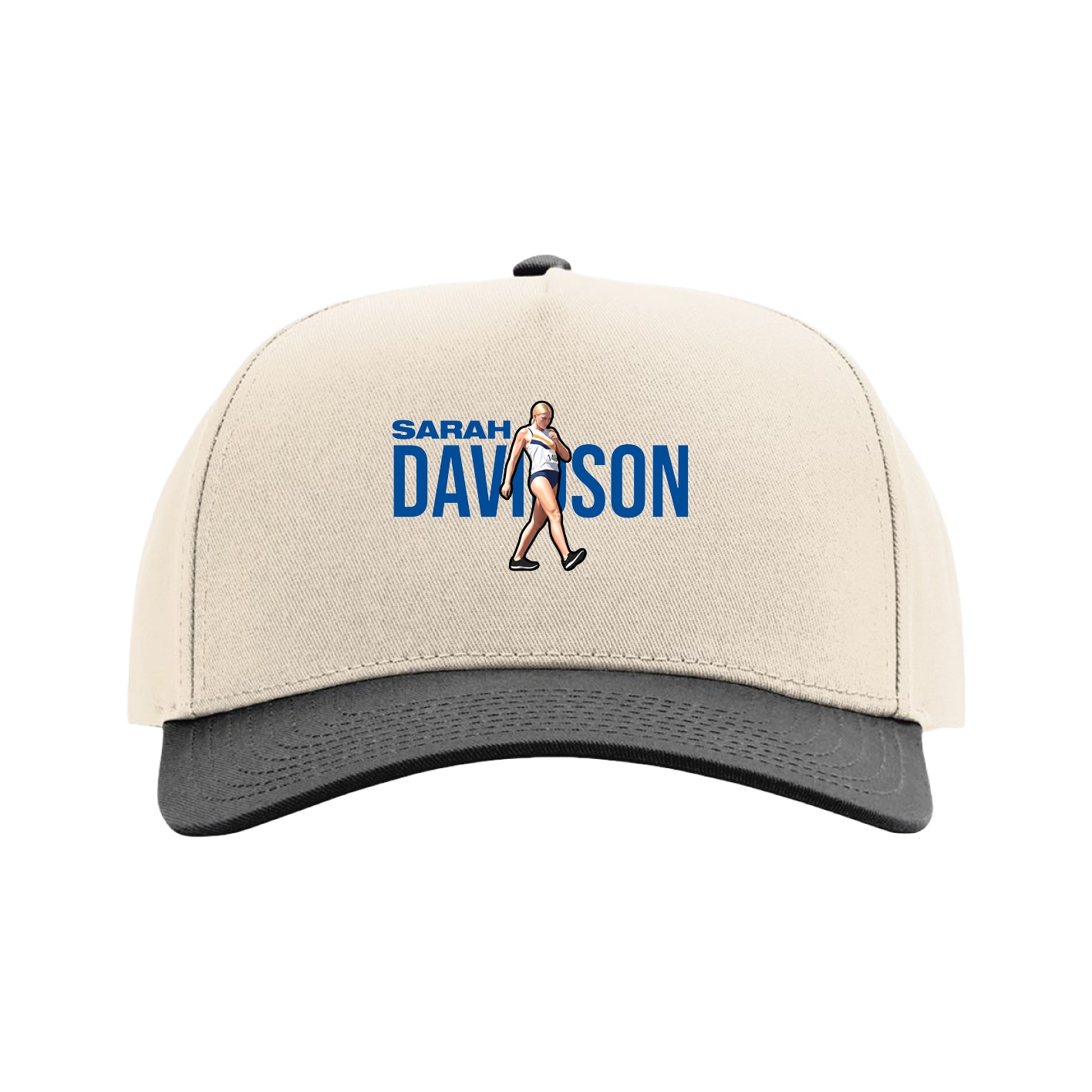 Full Fabric Five-Panel Champ Cap — Player Name in Cream/Black