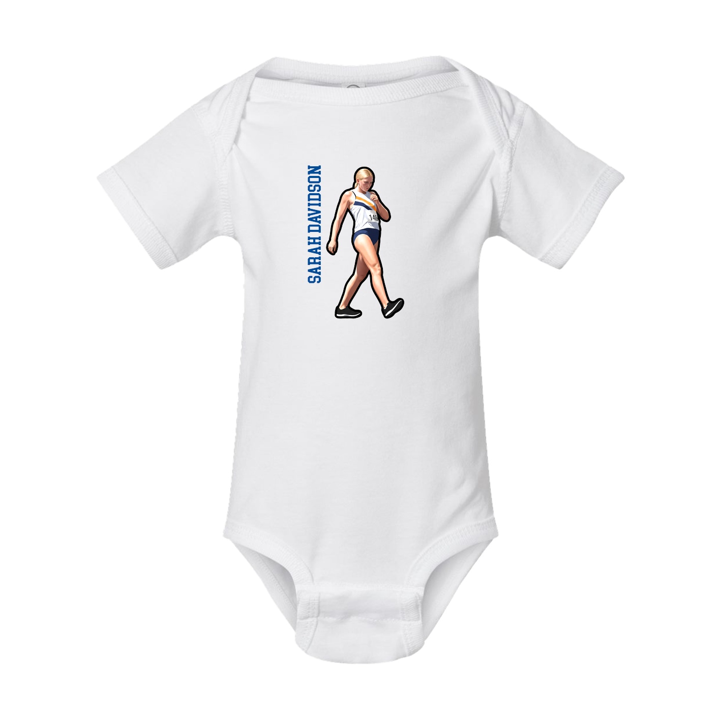 Baby Onesie — Name Vertical in White