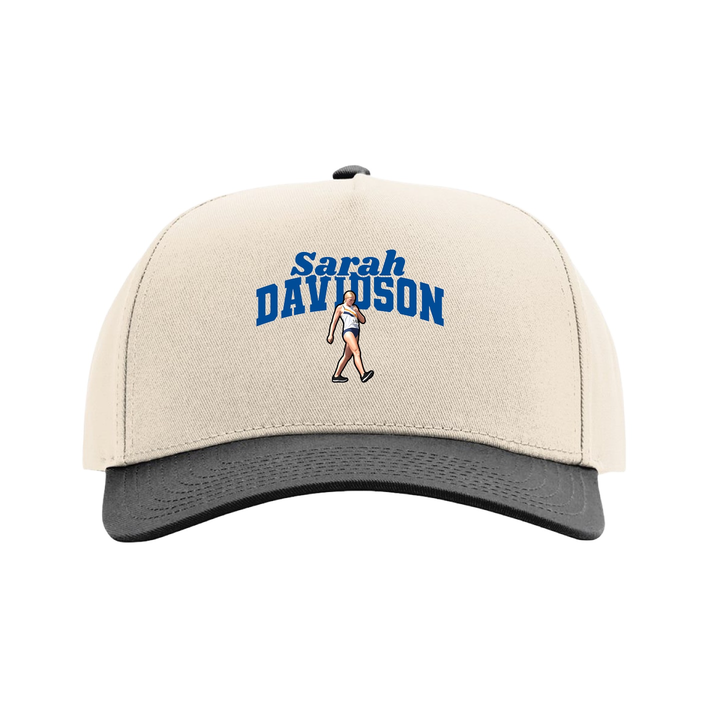 Full Fabric Five-Panel Champ Cap — Signature Arch in Cream/Black