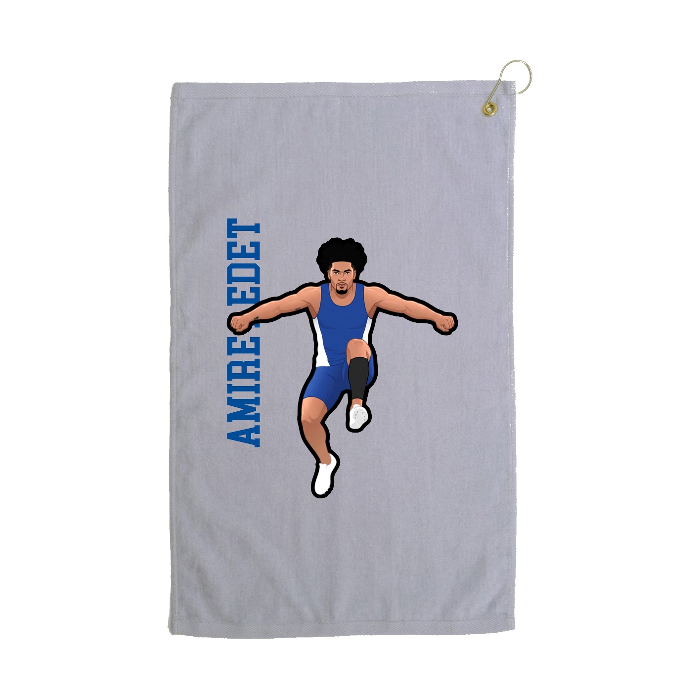 Golf Towel — Name Vertical in Grey