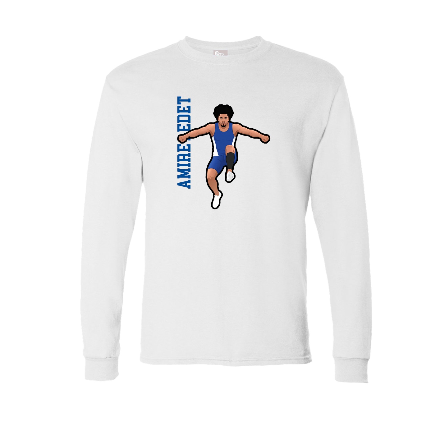 Long Sleeve Tee — Name Vertical in White