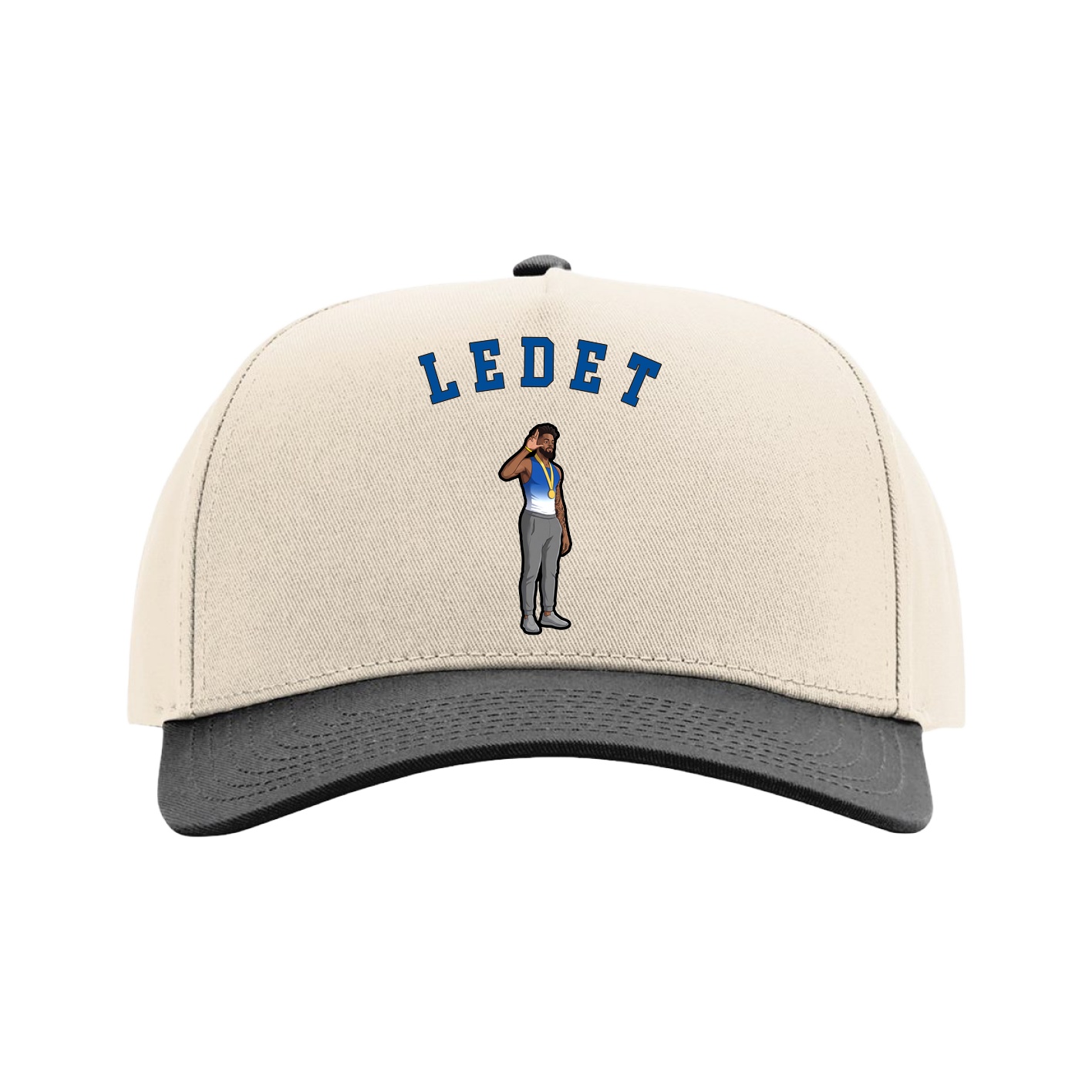 Full Fabric Five-Panel Champ Cap — Shirsey Arch in Cream/Black