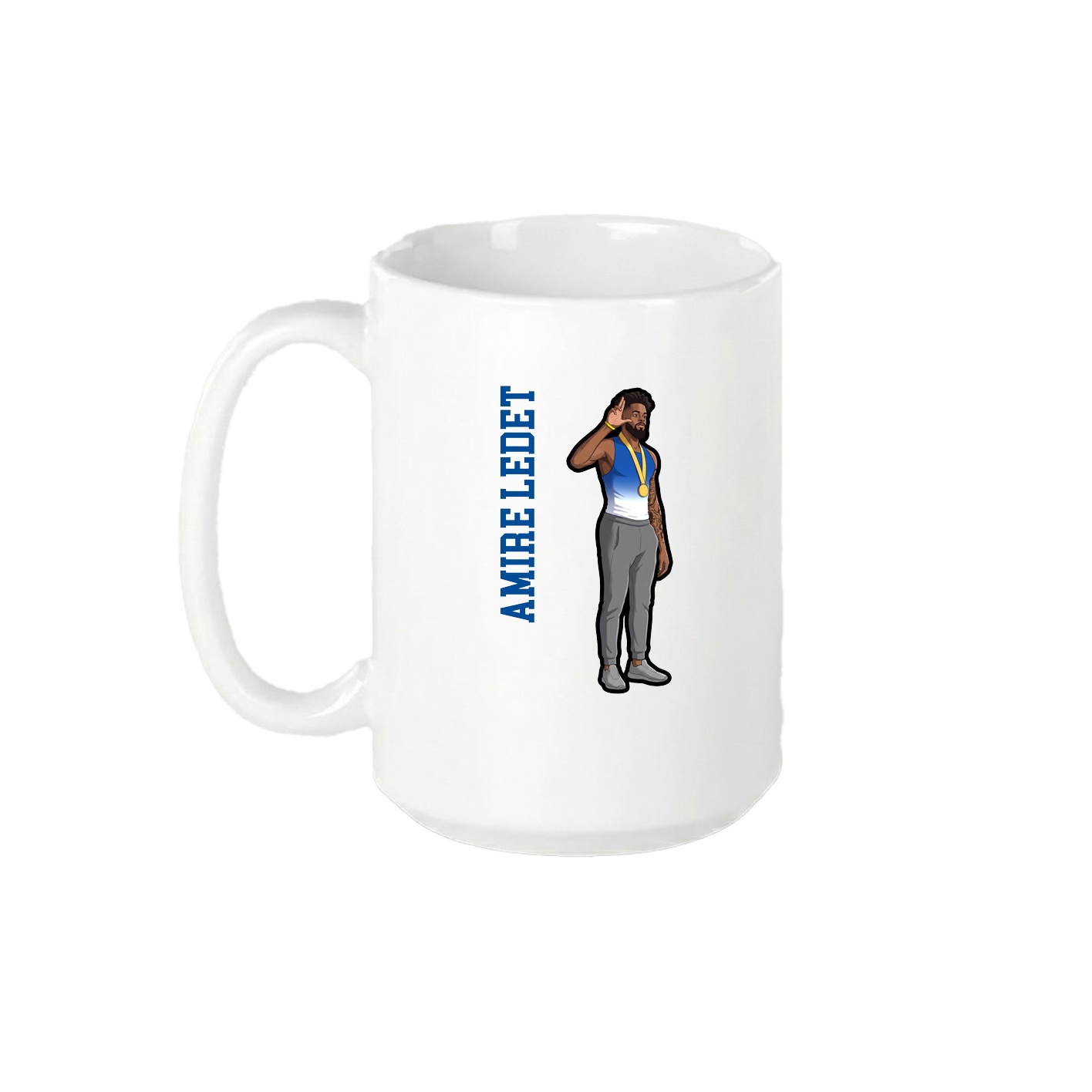 15oz Coffee Mug — Name Vertical in White