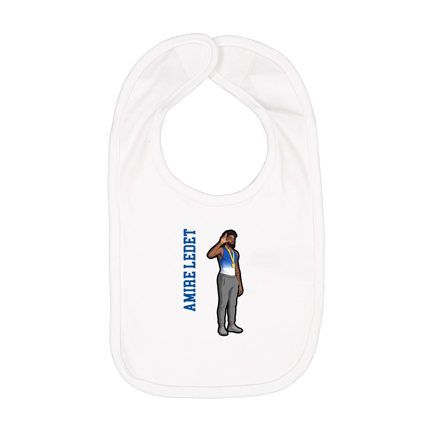 Infant Bib — Name Vertical in White