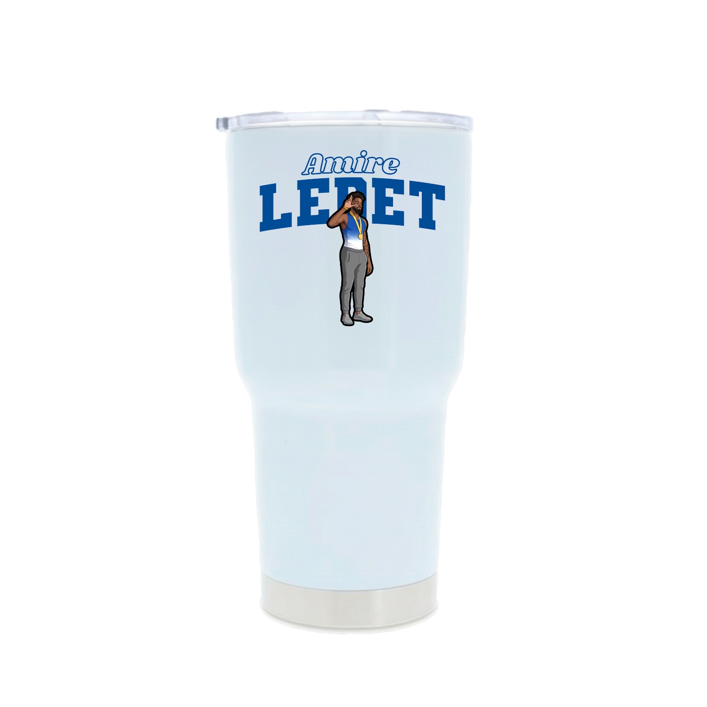 30oz Stainless Steel Tumbler — Name Arch in White