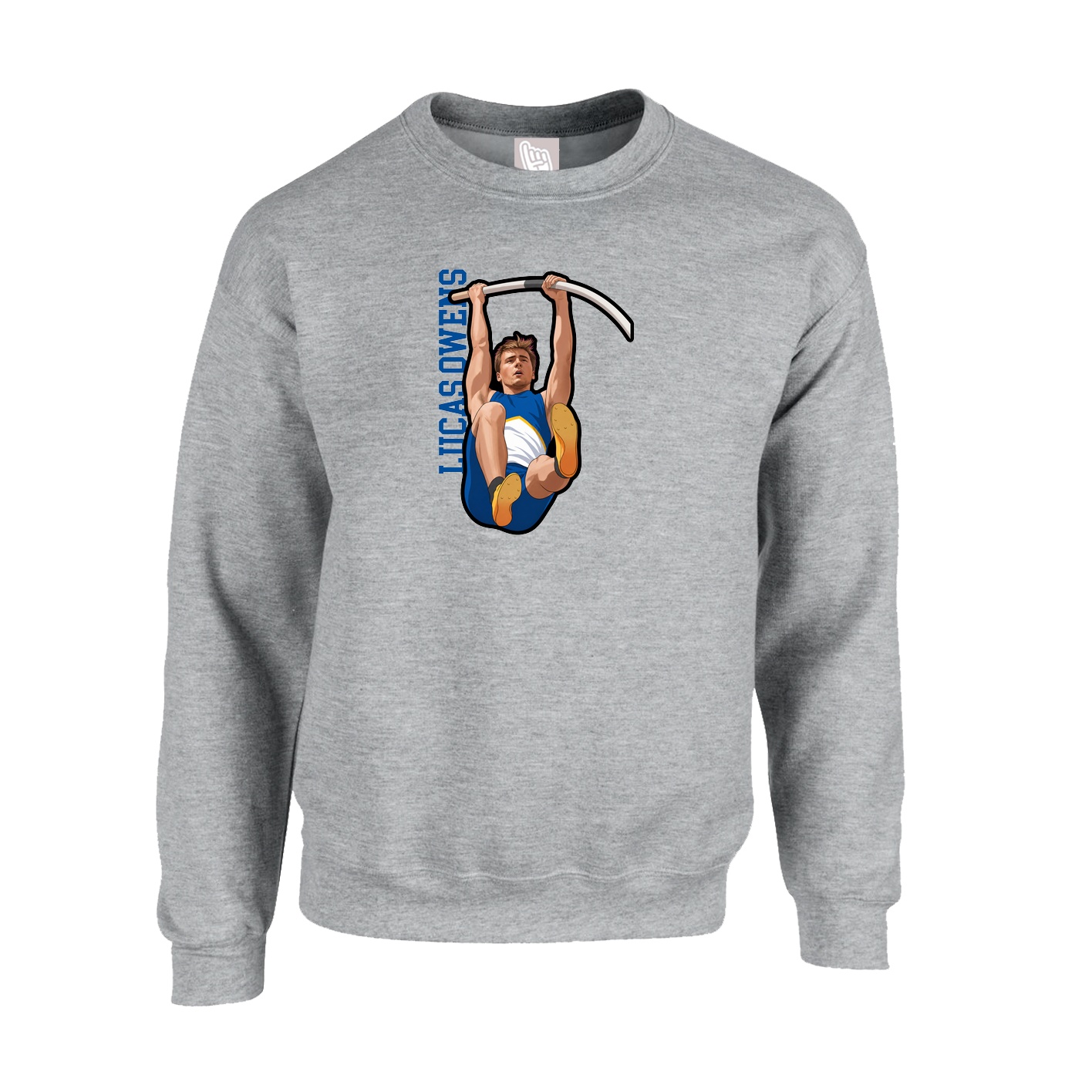 Fleece Crew — Name Vertical in Grey