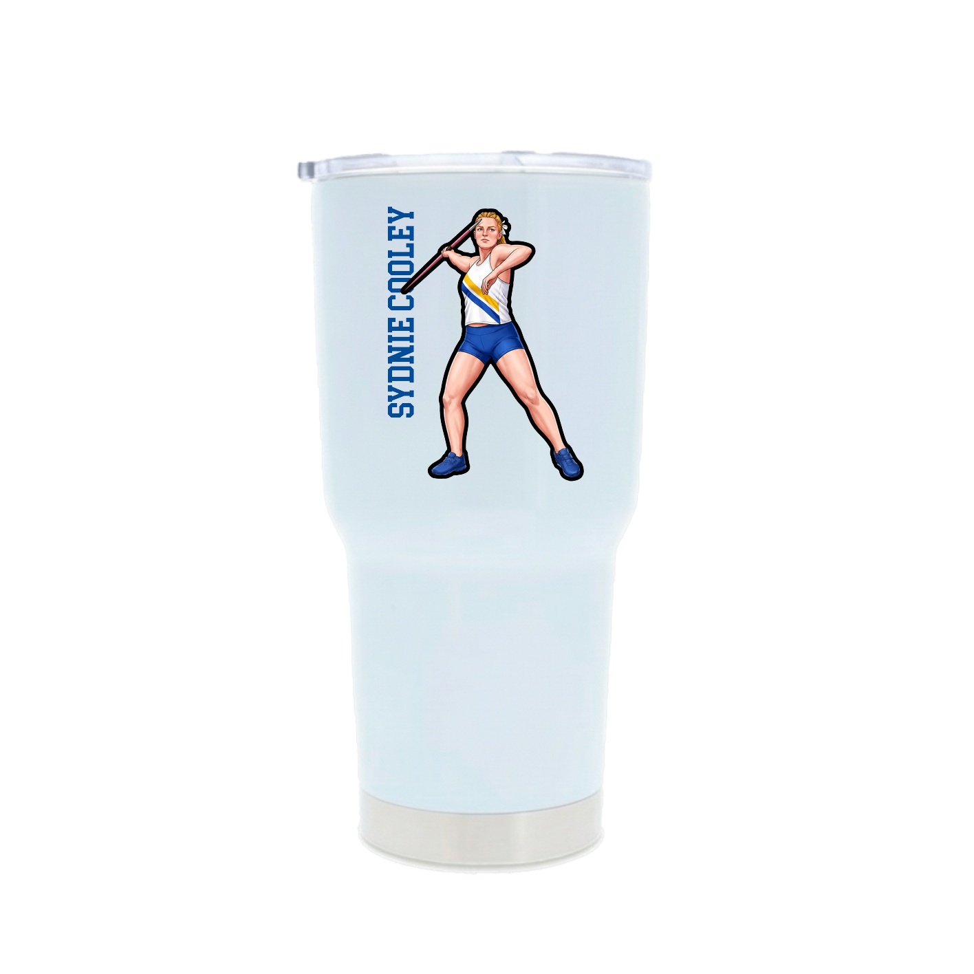 30oz Stainless Steel Tumbler — Name Vertical in White