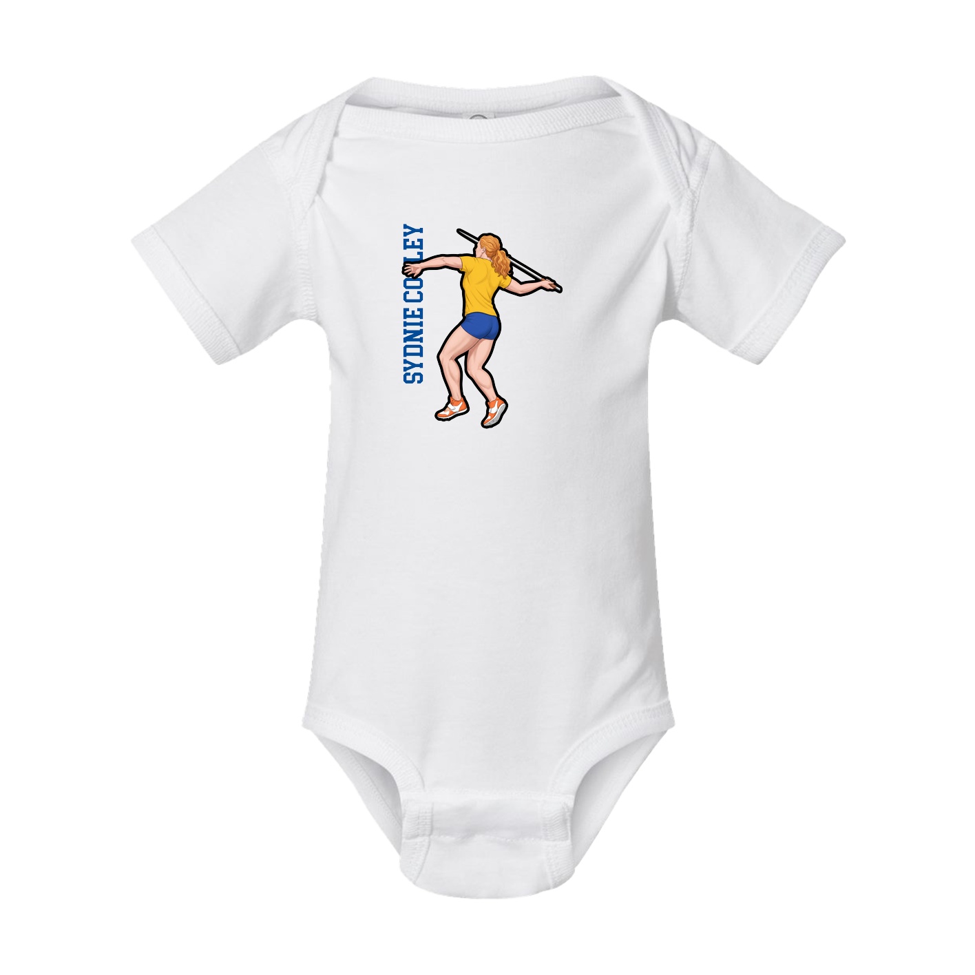 Baby Onesie — Name Vertical in White