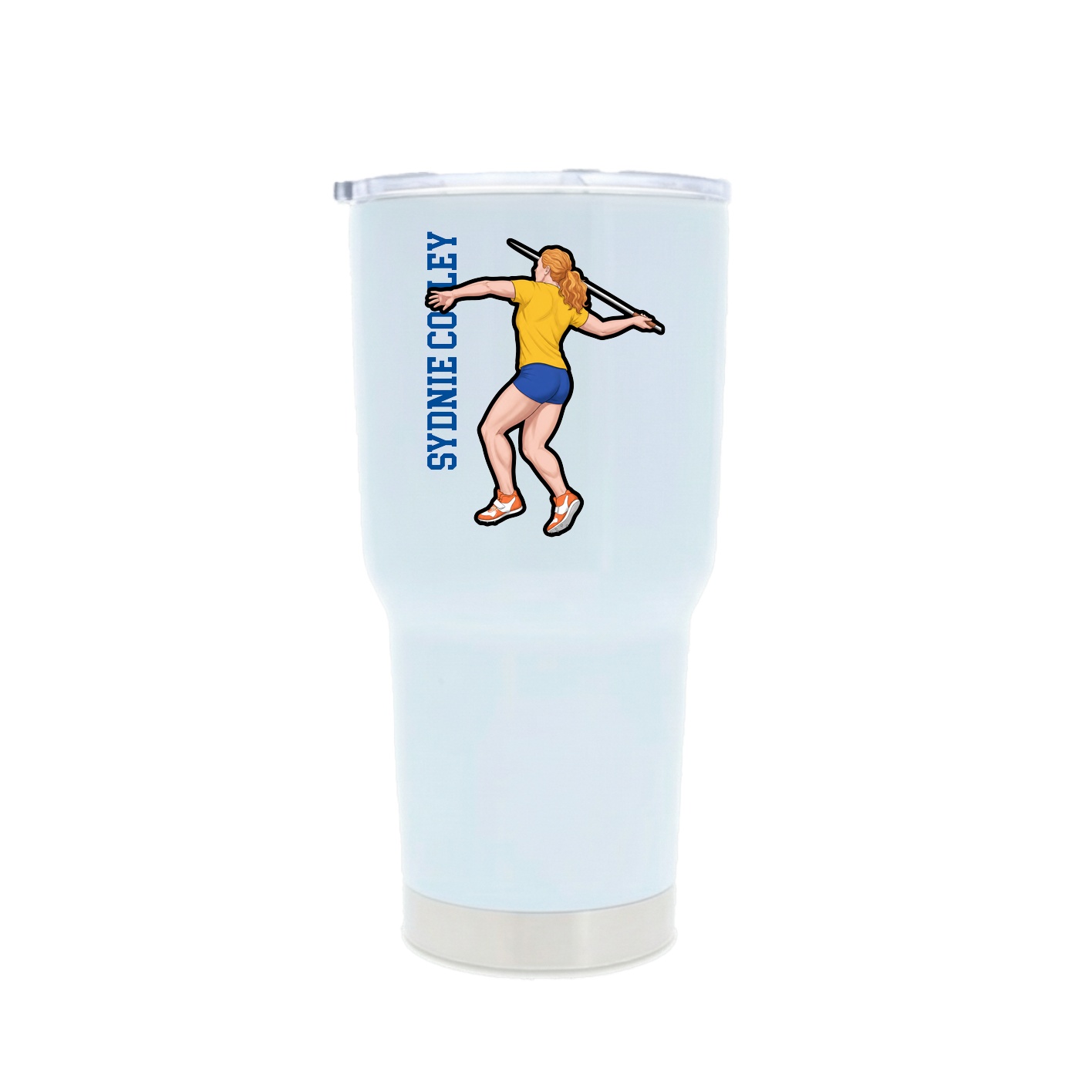 30oz Stainless Steel Tumbler — Name Vertical in White