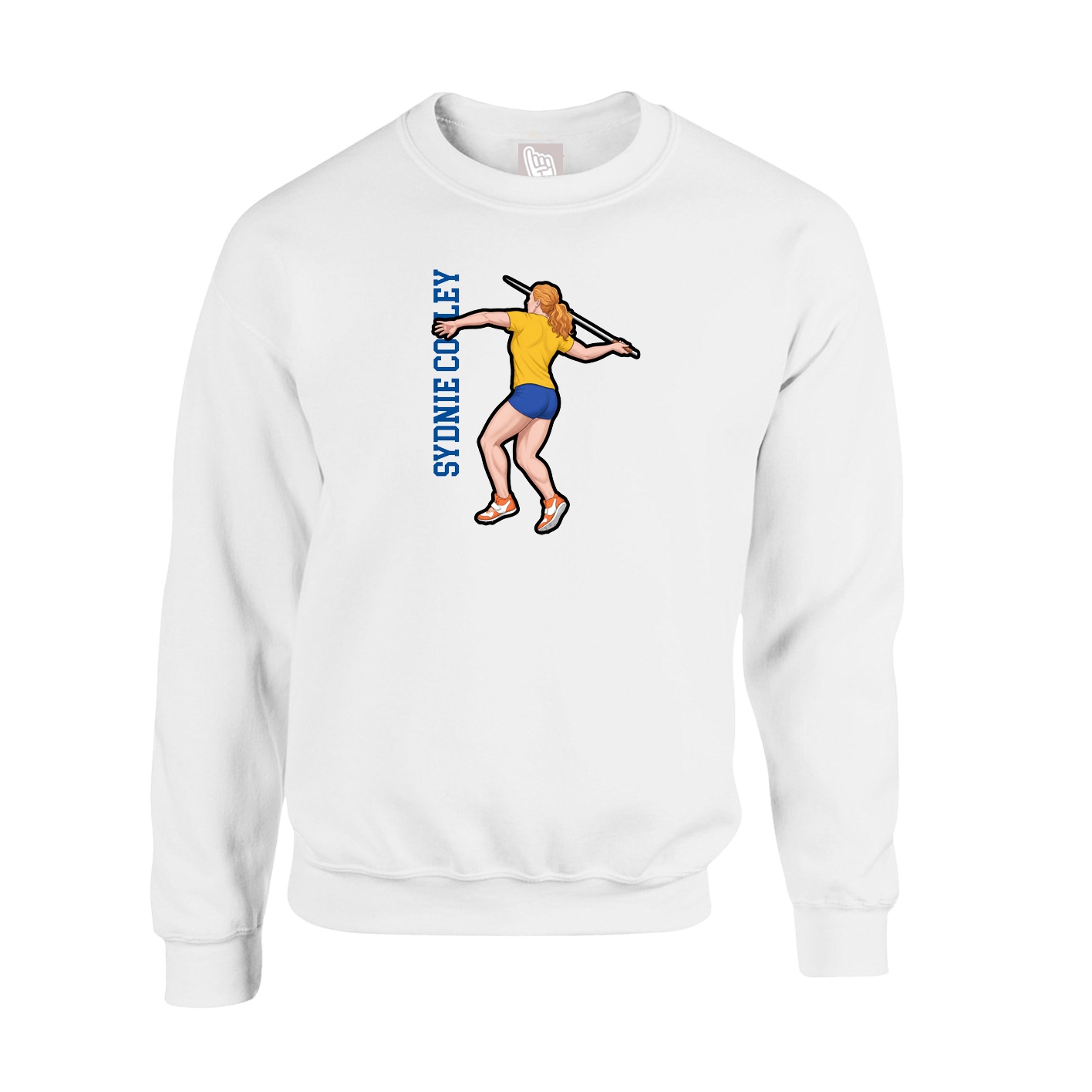 Fleece Crew — Name Vertical in White