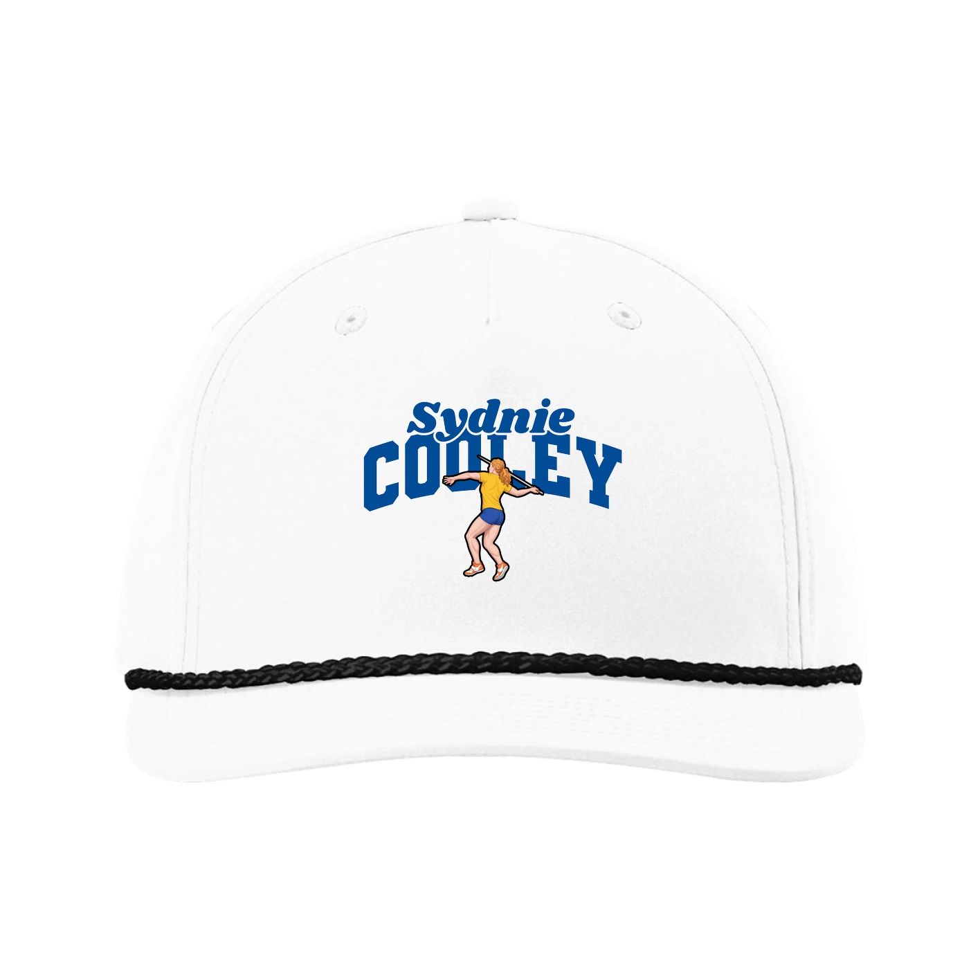 Five-Panel Classic Rope Cap — Signature Arch in White