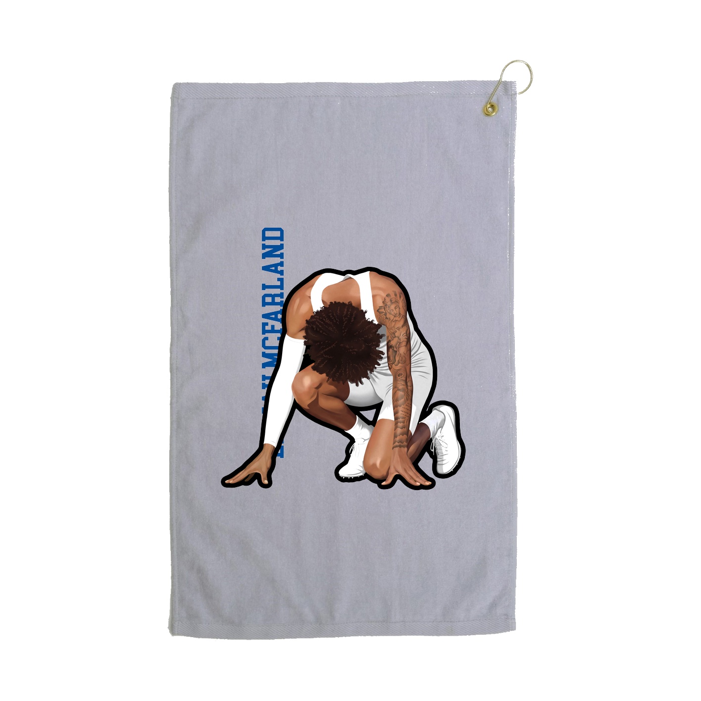 Golf Towel — Name Vertical in Grey