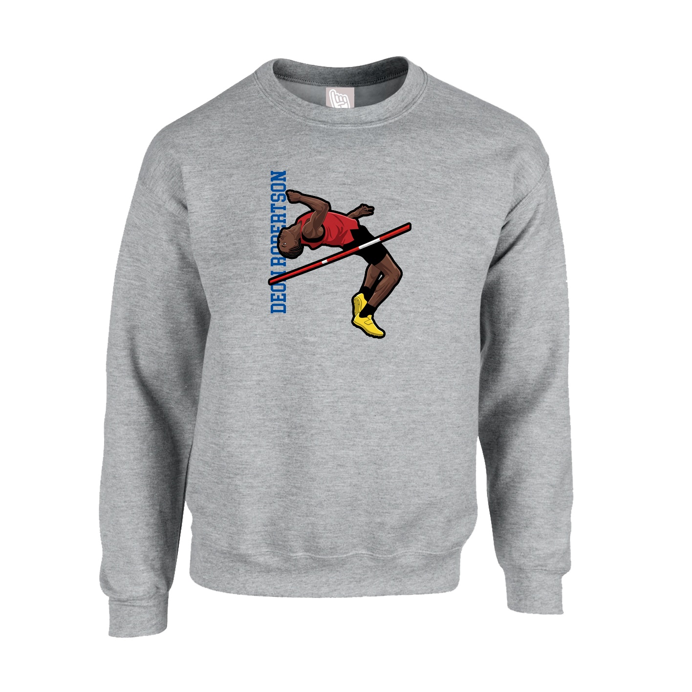 Fleece Crew — Name Vertical in Grey