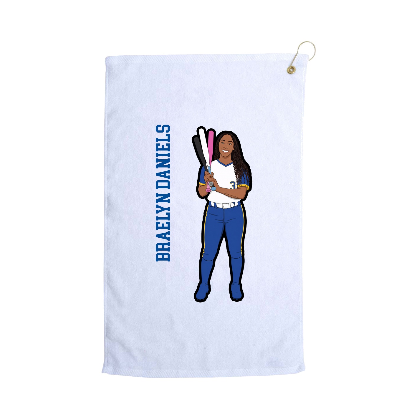 Golf Towel — Name Vertical in White