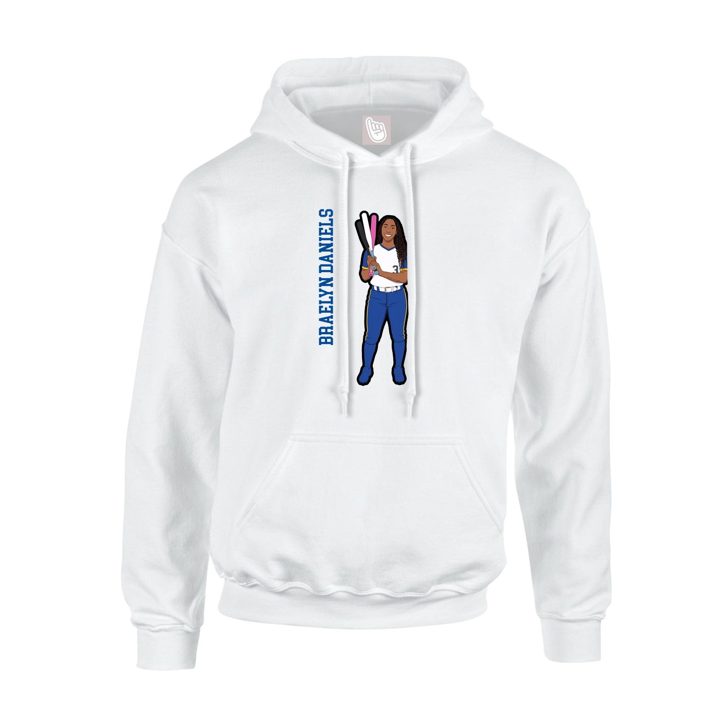 Youth Hoodie — Name Vertical in White