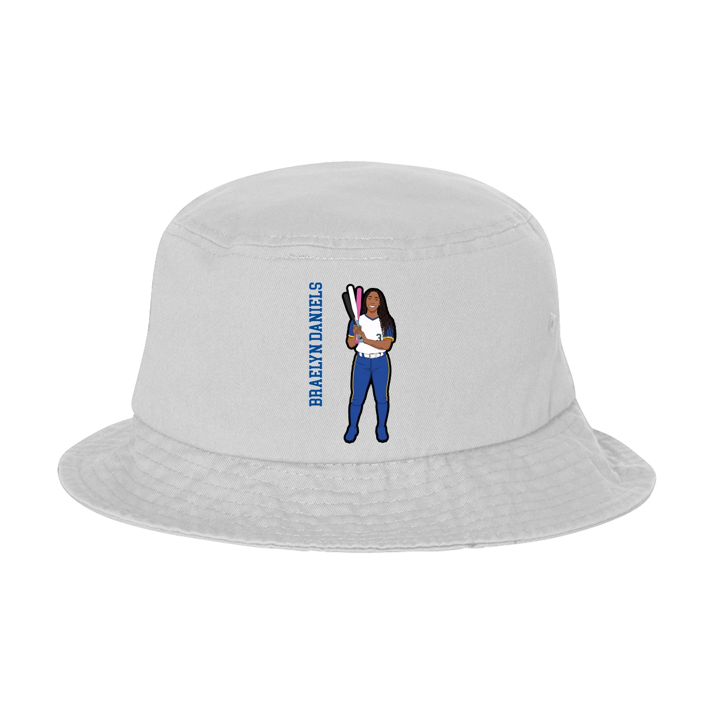 Bucket Cap — Name Vertical in White