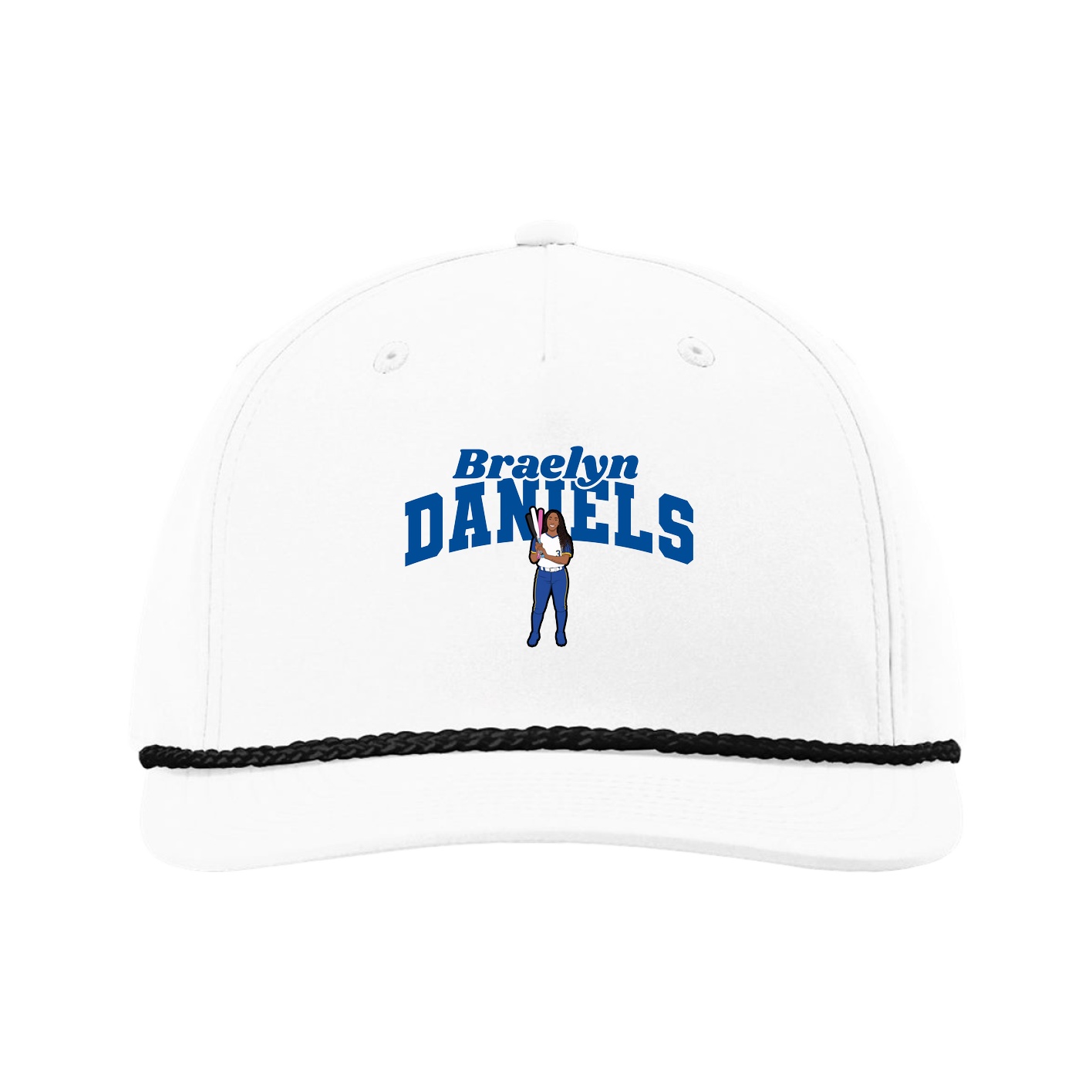 Five-Panel Classic Rope Cap — Signature Arch in White