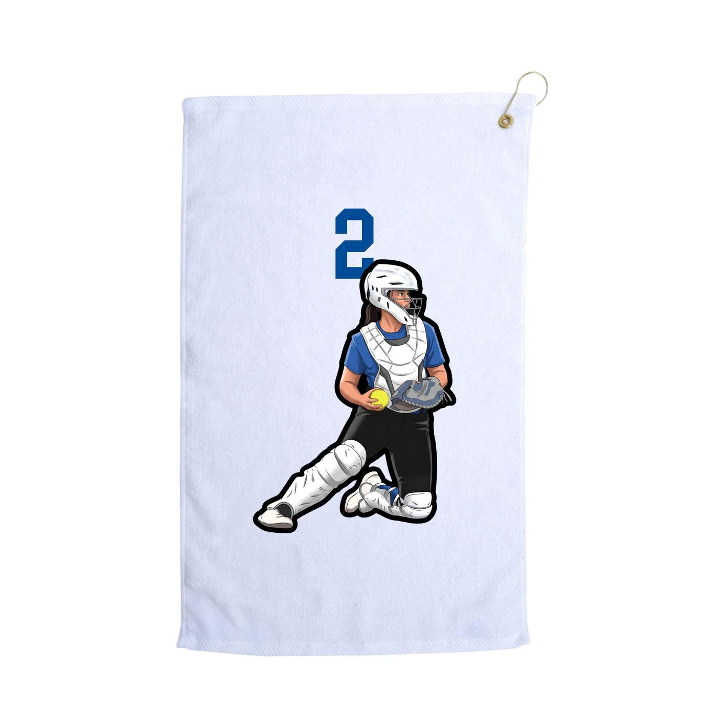 Golf Towel — Number Top in White