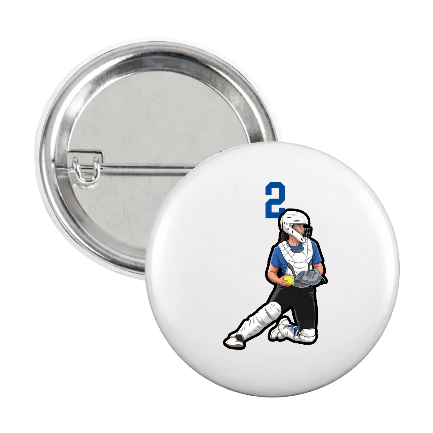 Game Day Button — Number Top in White
