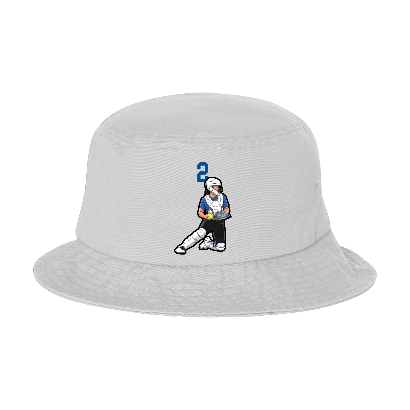 Bucket Cap — Number Top in White