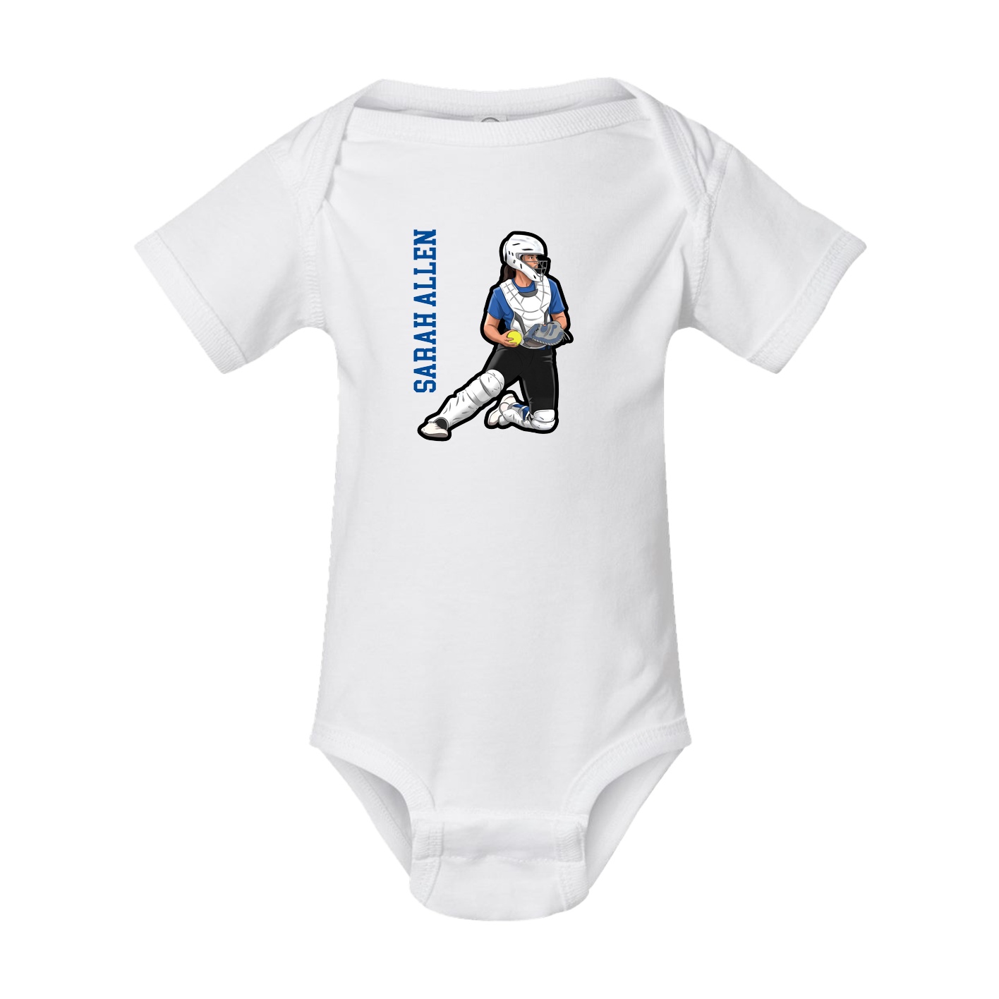 Baby Onesie — Name Vertical in White