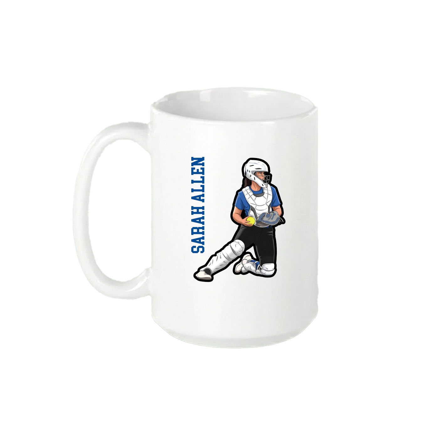 15oz Coffee Mug — Name Vertical in White