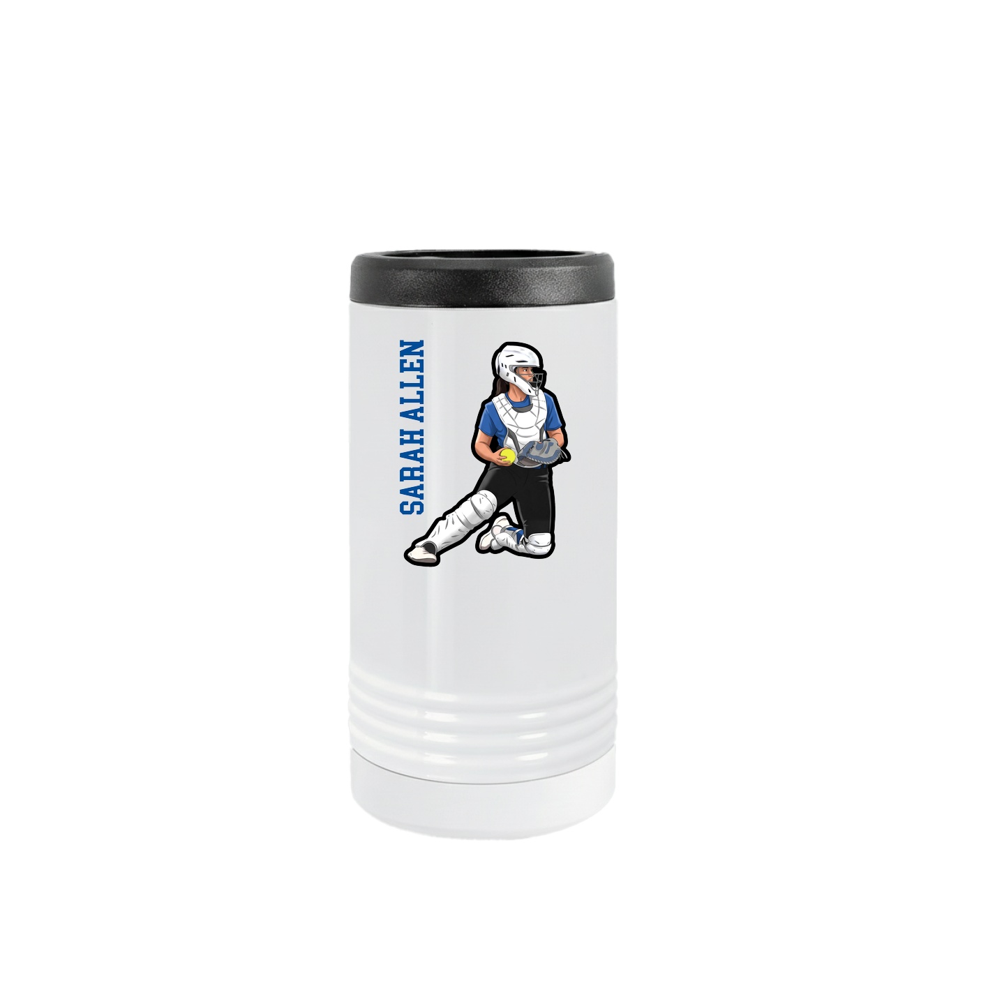 Slim Beverage Holder — Name Vertical in White
