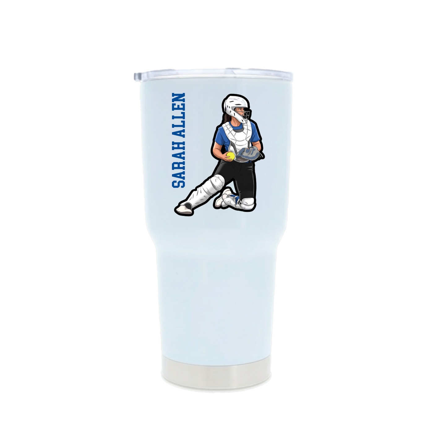 30oz Stainless Steel Tumbler — Name Vertical in White