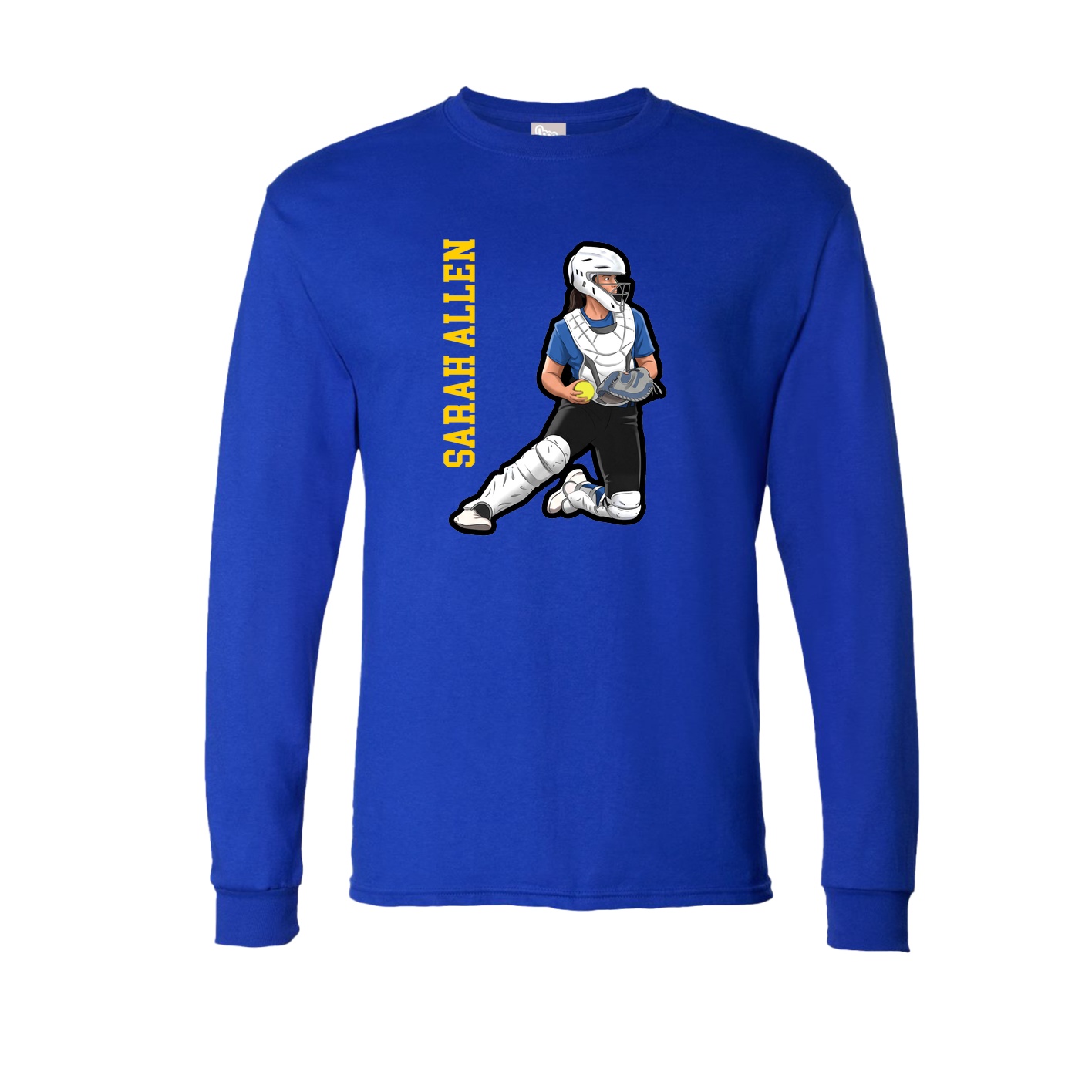 Long Sleeve Tee — Name Vertical in Royal