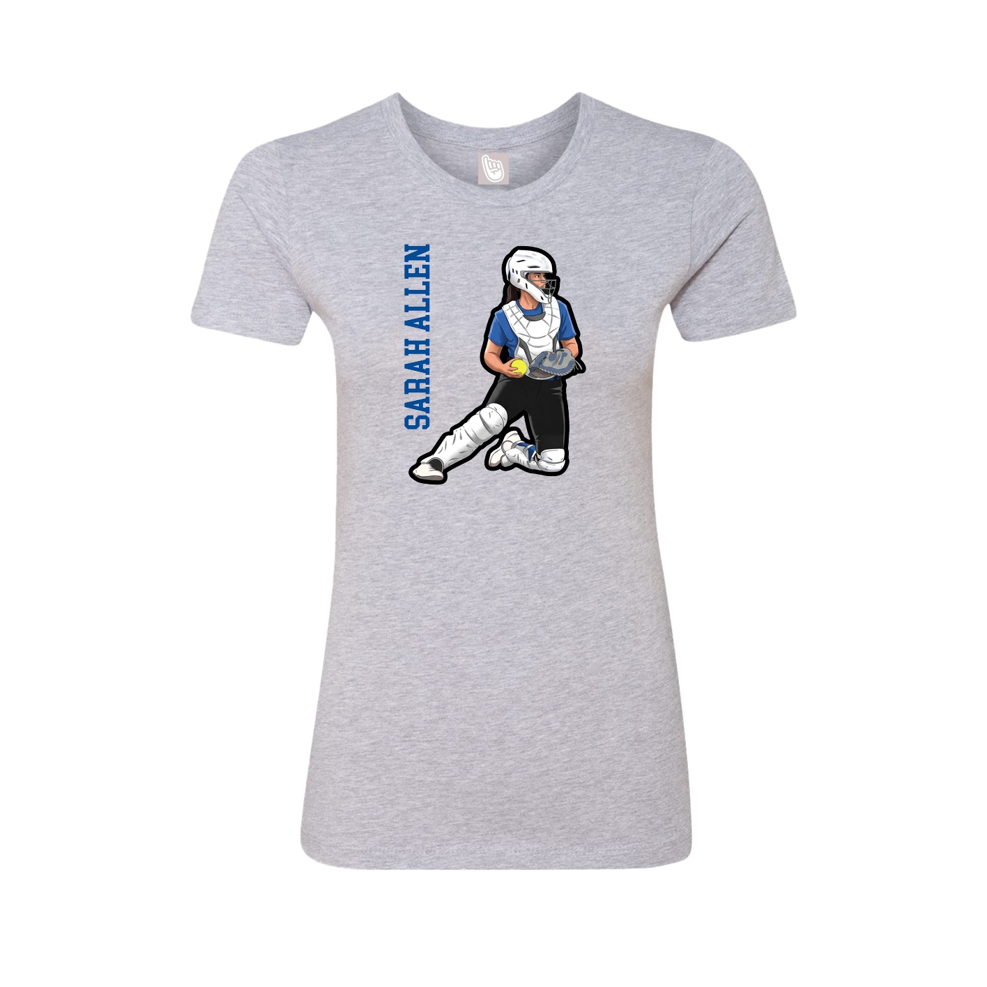 Fitted Women's Tee — Name Vertical in Grey