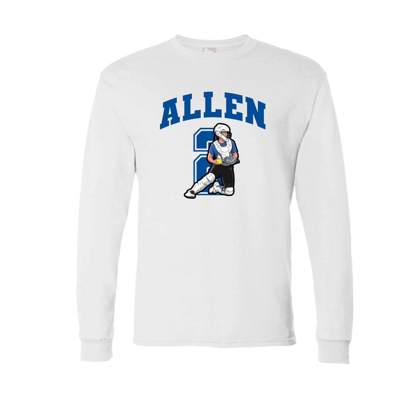 Long Sleeve Tee — Number in White