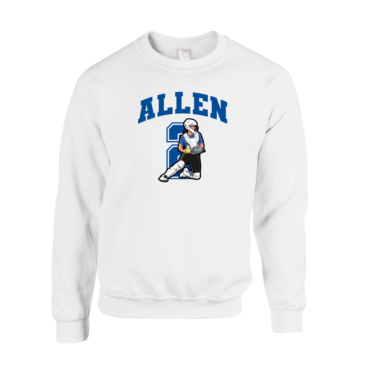 Fleece Crew — Number in White