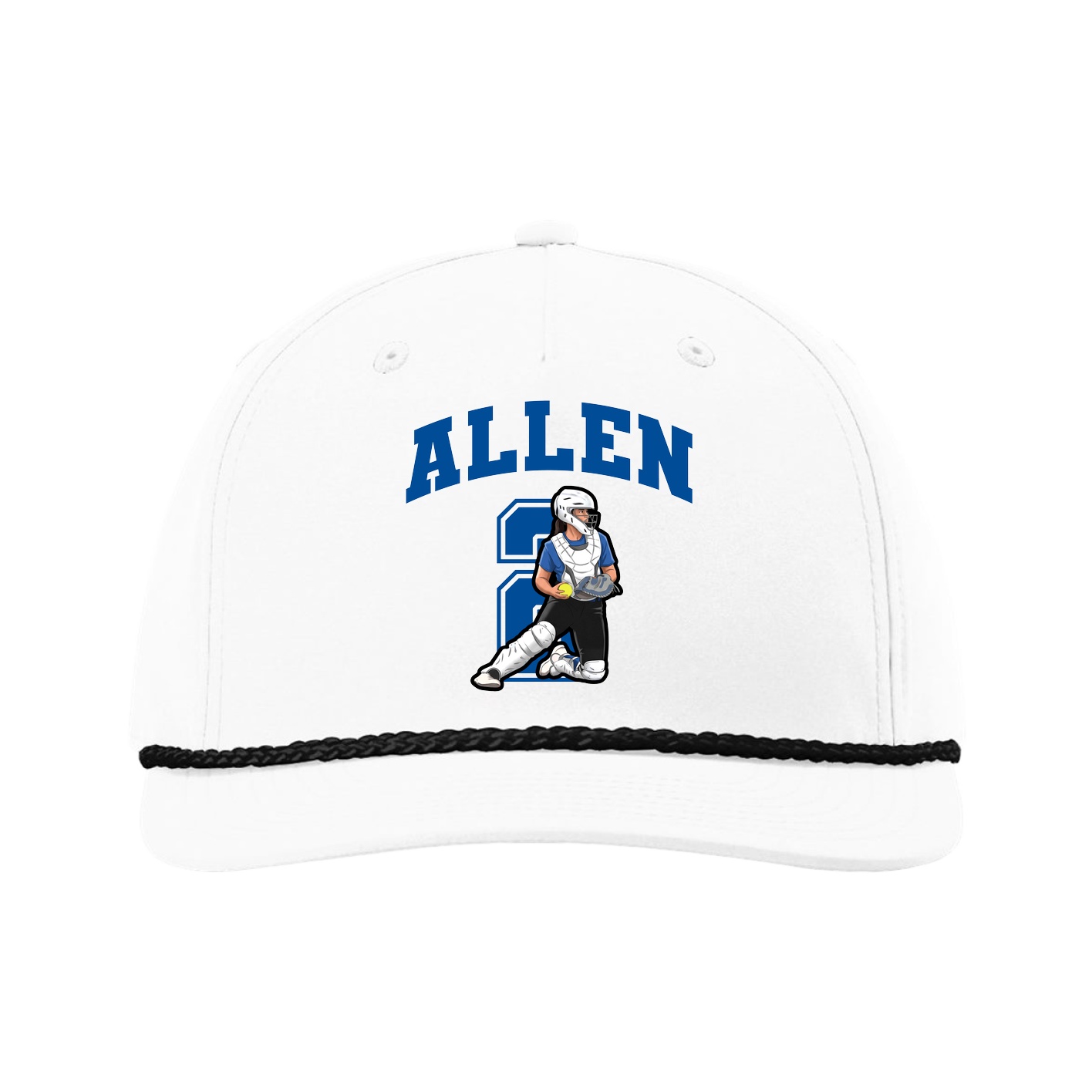 Five-Panel Classic Rope Cap — Number in White