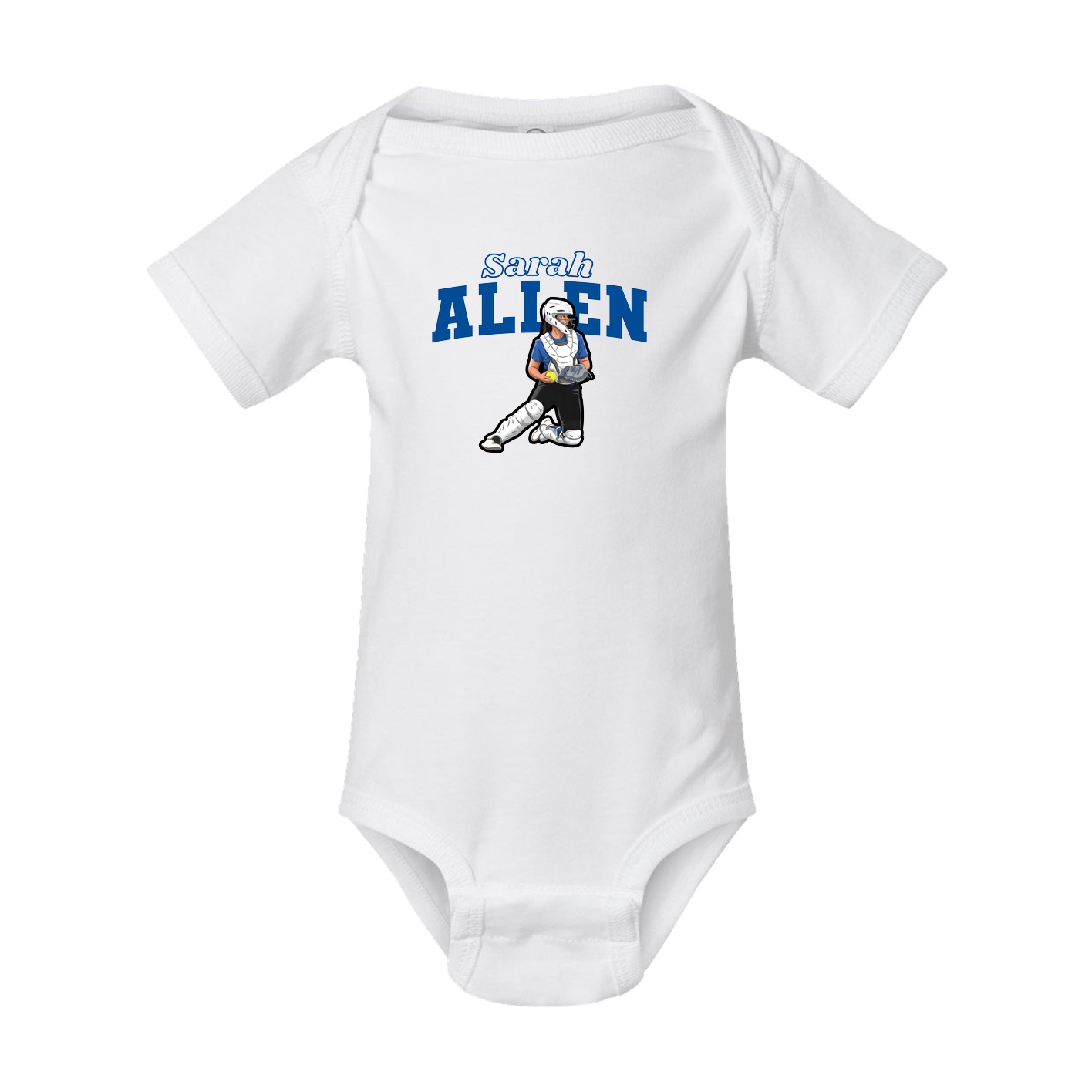 Baby Onesie — Name Arch in White