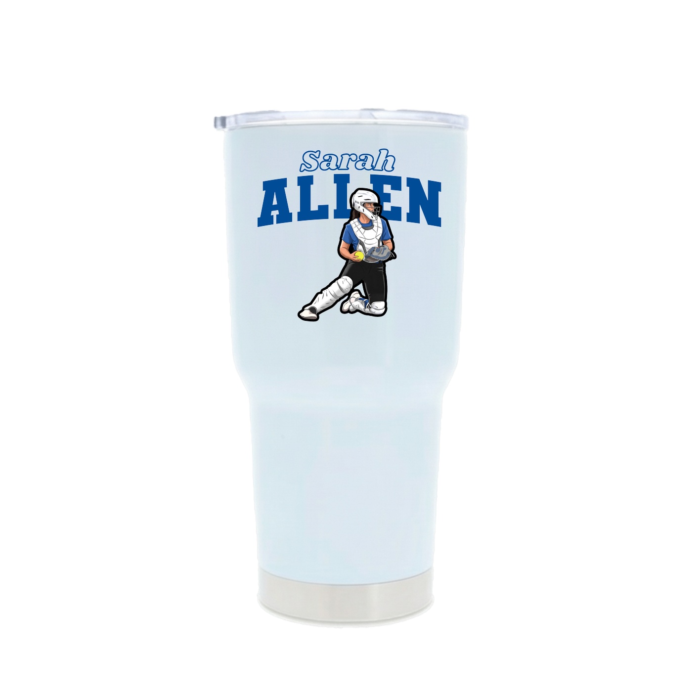 30oz Stainless Steel Tumbler — Name Arch in White