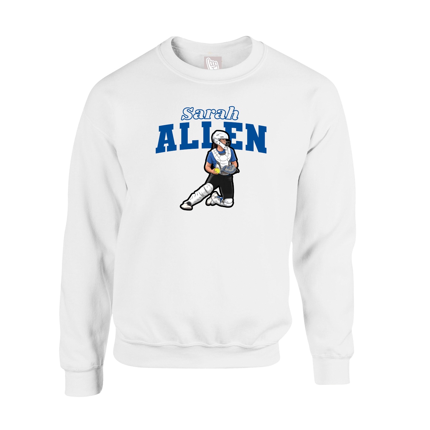 Fleece Crew — Name Arch in White